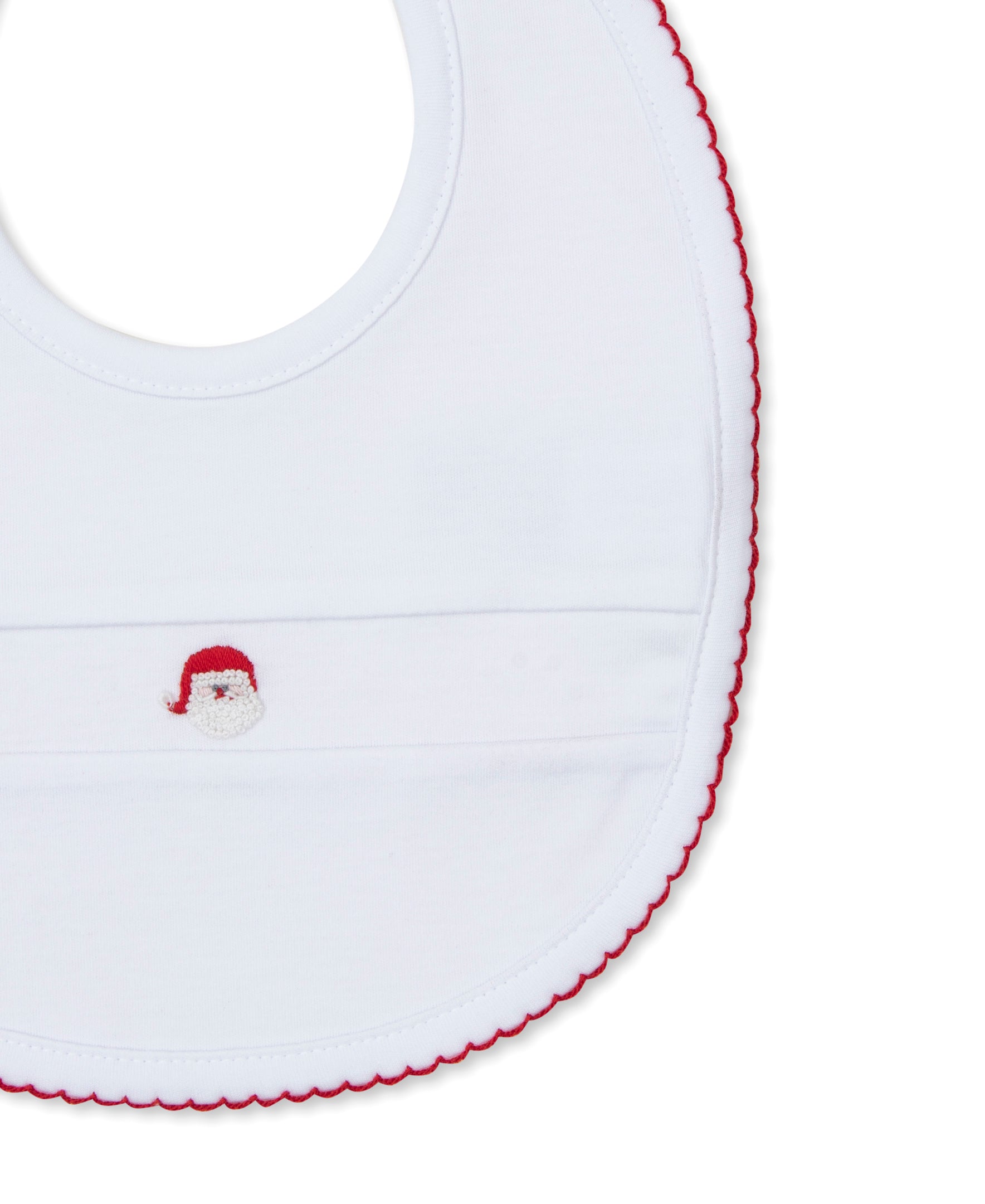 CLB Holiday Medley 26 White Hand Emb. Santa Bib - Kissy Kissy