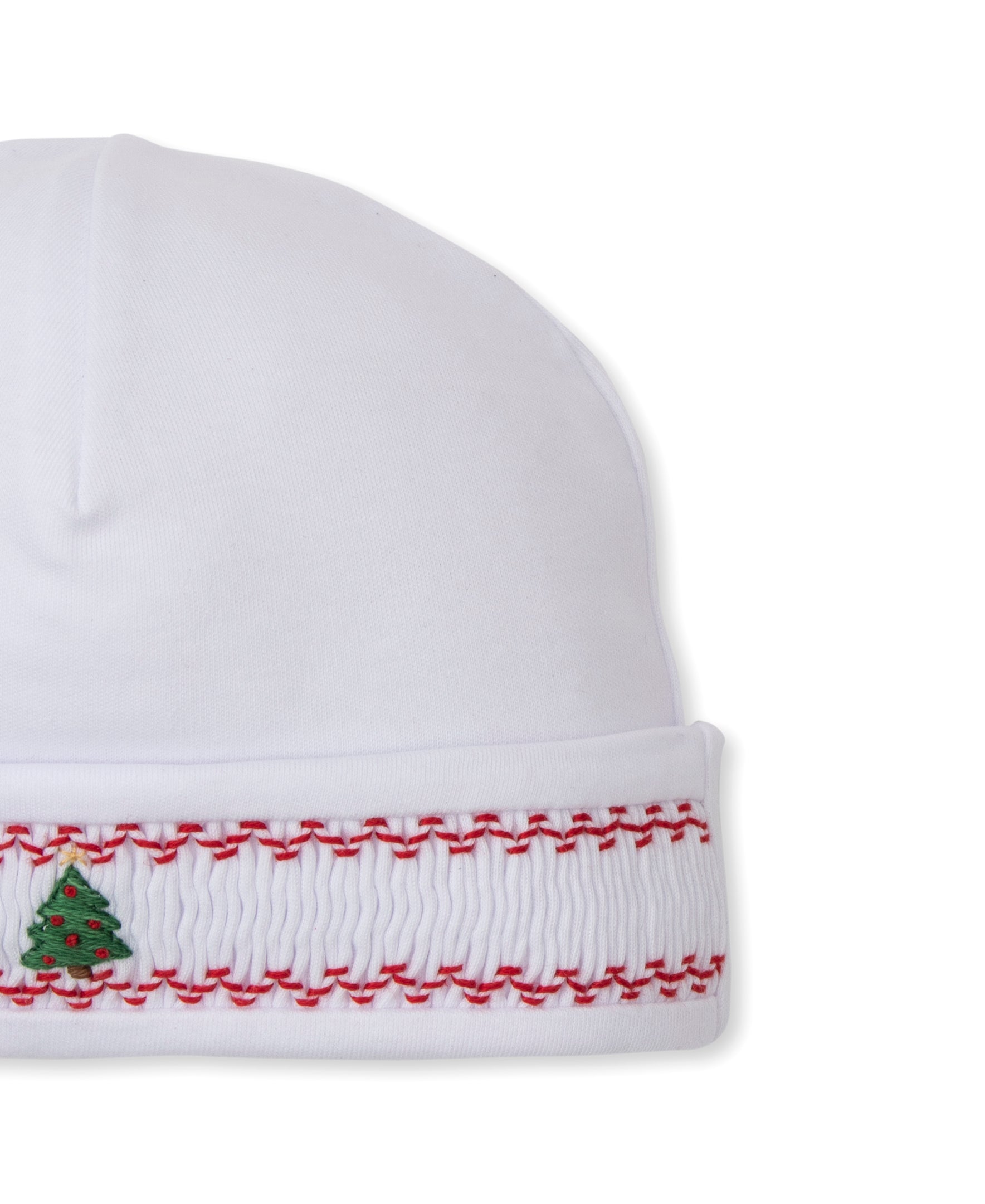 CLB Holiday Medley 25 White Christmas Tree Hand Smocked Hat - Kissy Kissy