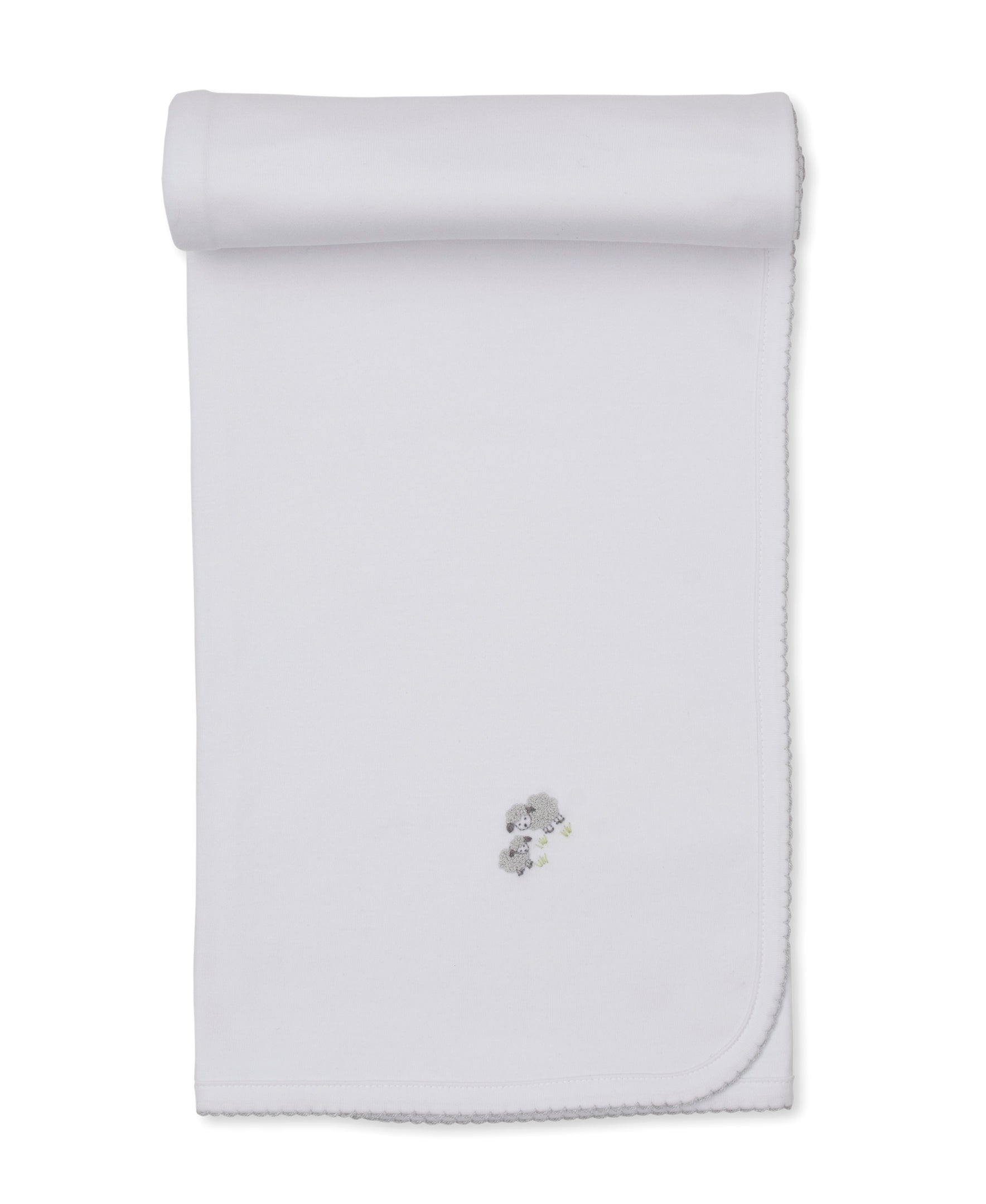 Premier Sweet Sheep White/Silver Hand Emb. Blanket - Kissy Kissy