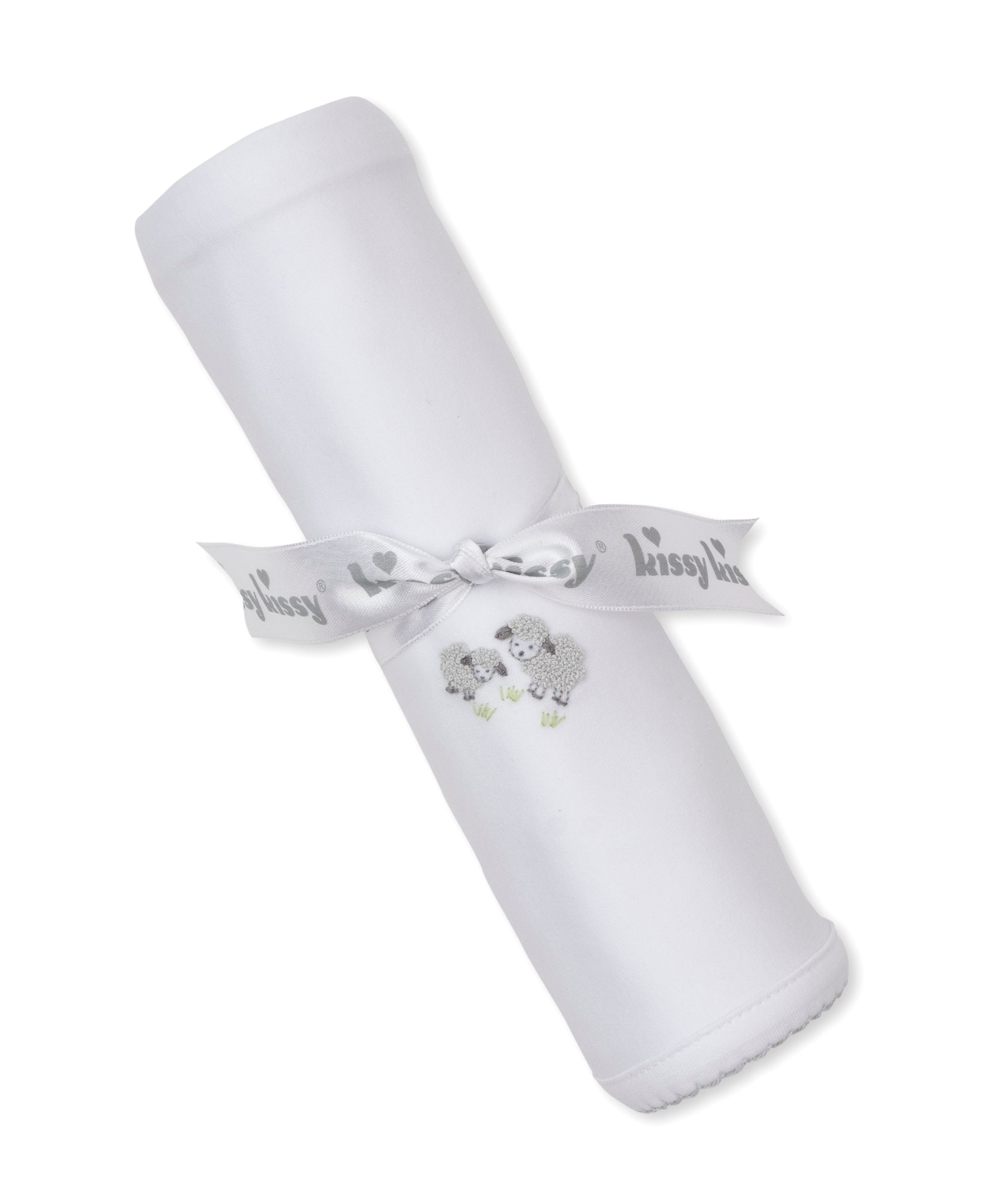 Premier Sweet Sheep White/Silver Hand Emb. Blanket - Kissy Kissy