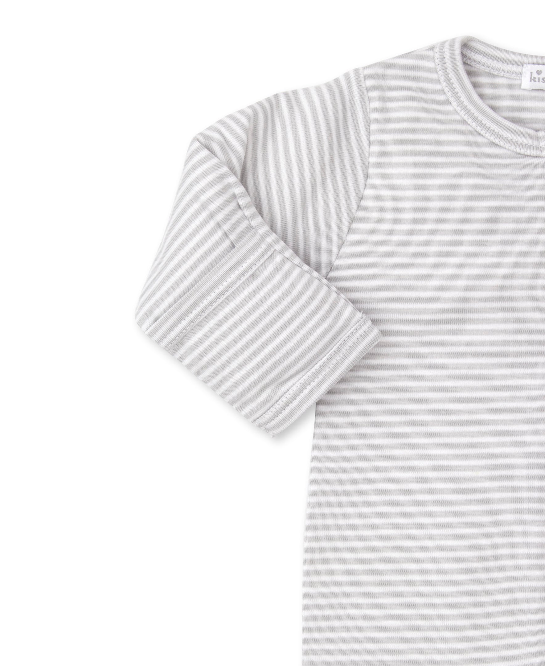 Classic Rib Silver Stripe Zip Footie - Kissy Kissy