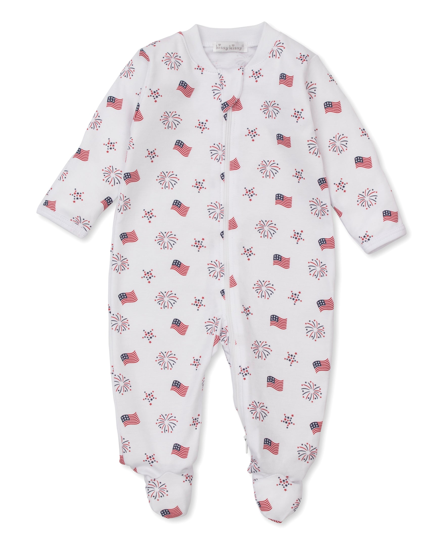 Bold Stripes & Bright Stars Zip Footie - Kissy Kissy