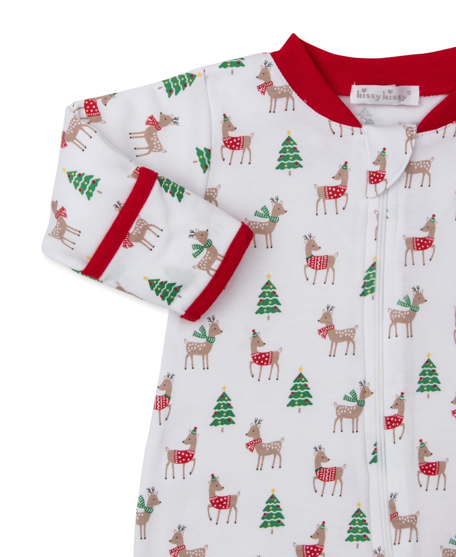 Christmas Reindeer Zip Footie - Kissy Kissy