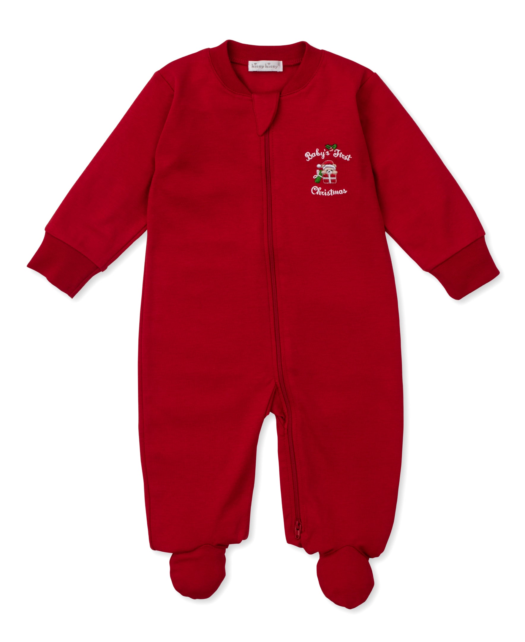 Baby's First Christmas 25 Red Zip Footie - Kissy Kissy