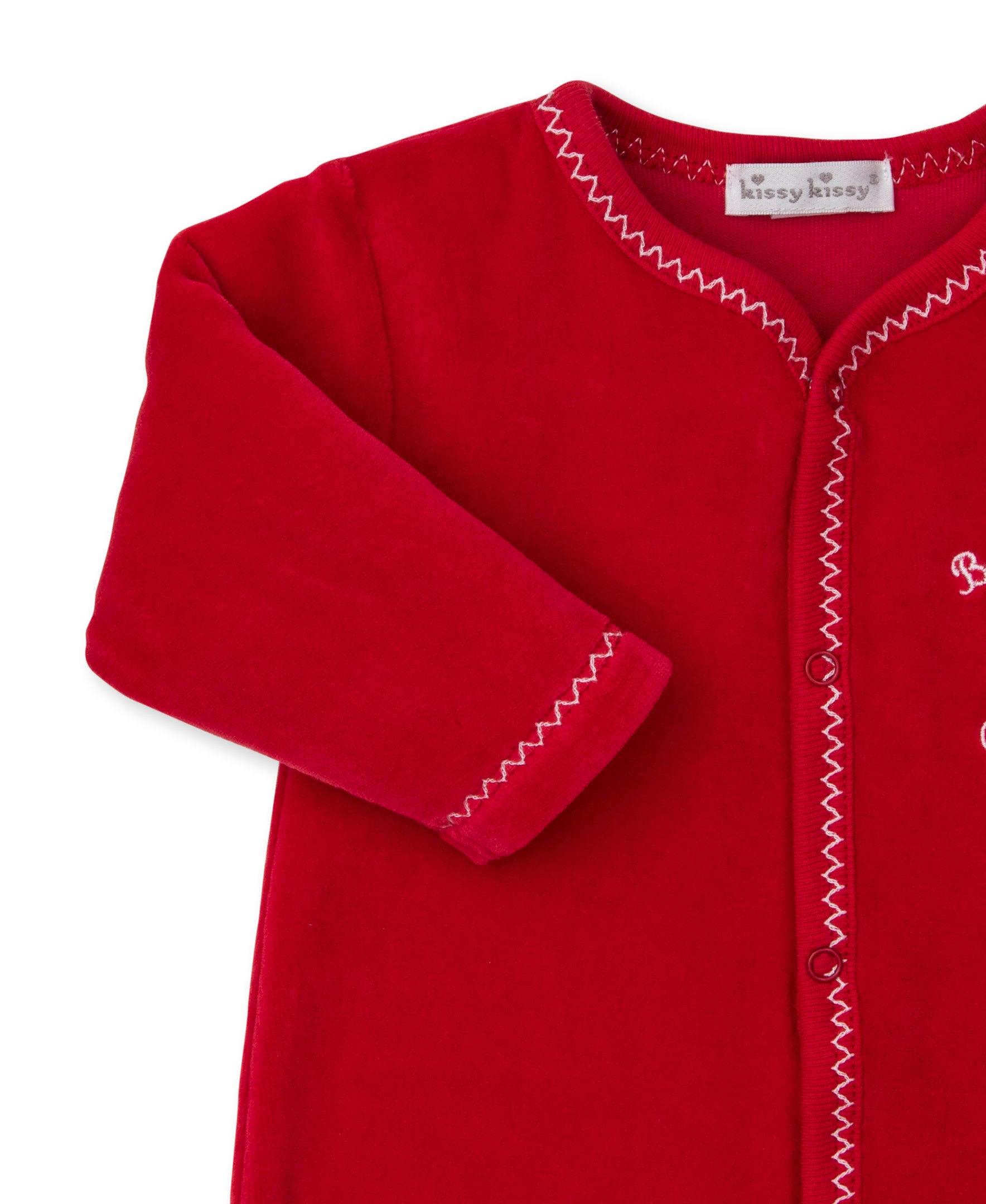 Baby's First Christmas 25 Red Velour Footie - Kissy Kissy