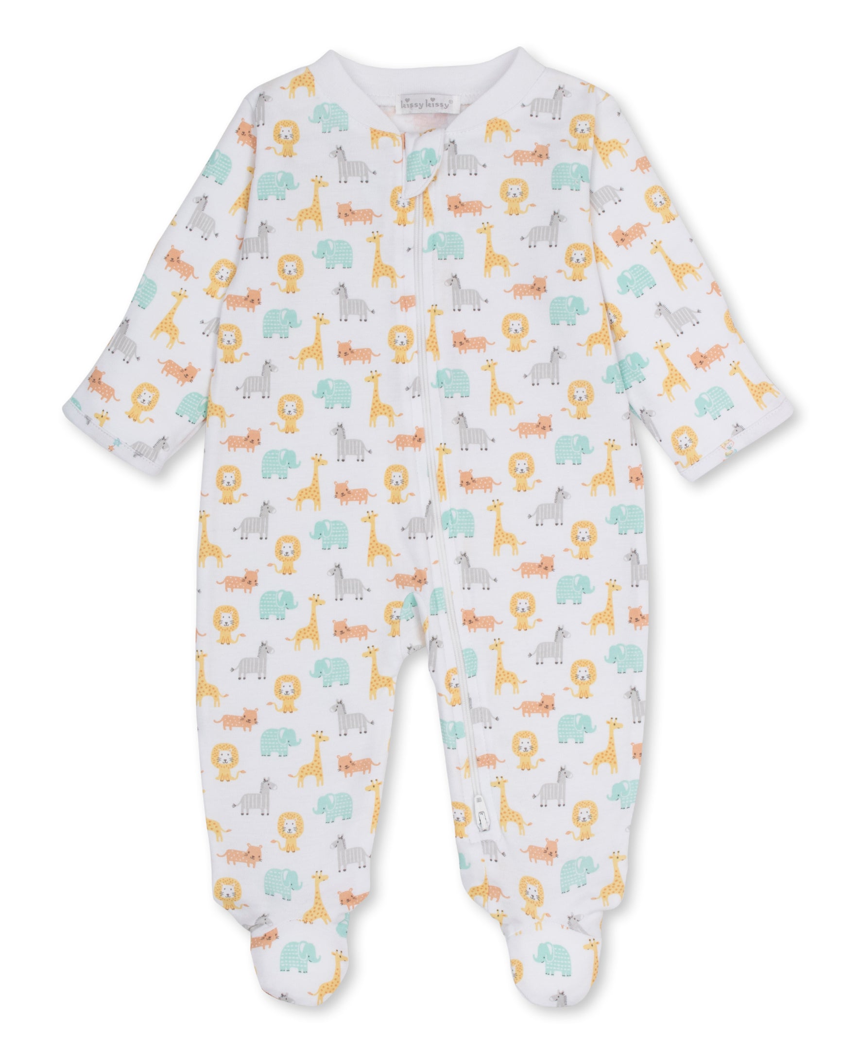 Baby Jungle Crew Zip Footie - Kissy Kissy