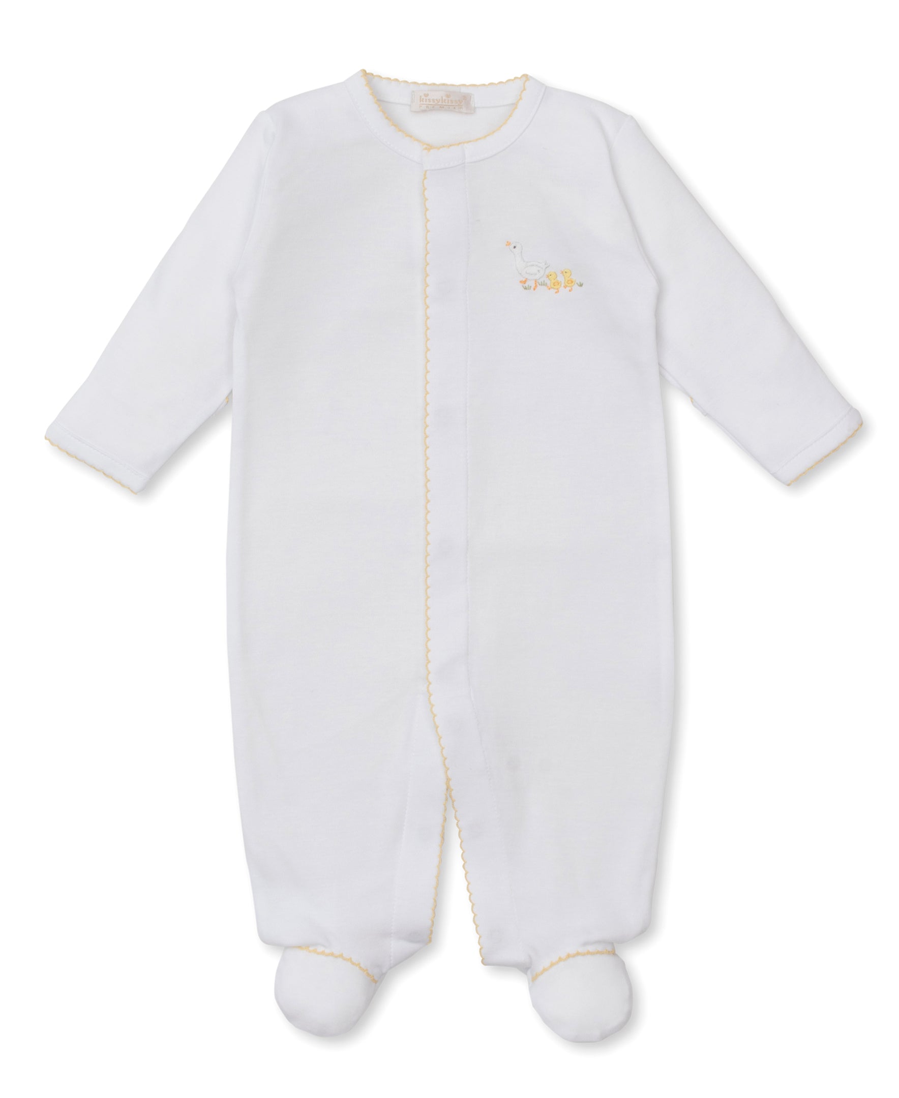 Premier Baby Duckling White/Yellow Hand Emb. Footie - Kissy Kissy