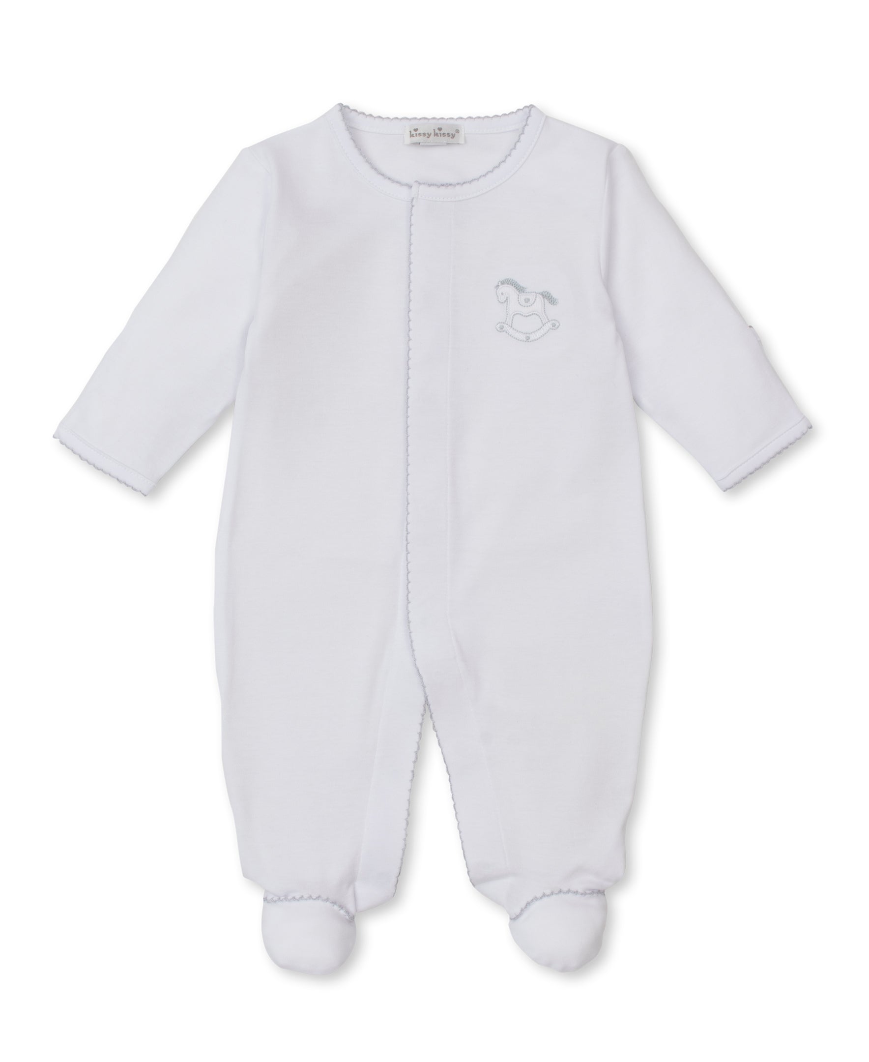 Riding Rockers White/Silver Footie - Kissy Kissy
