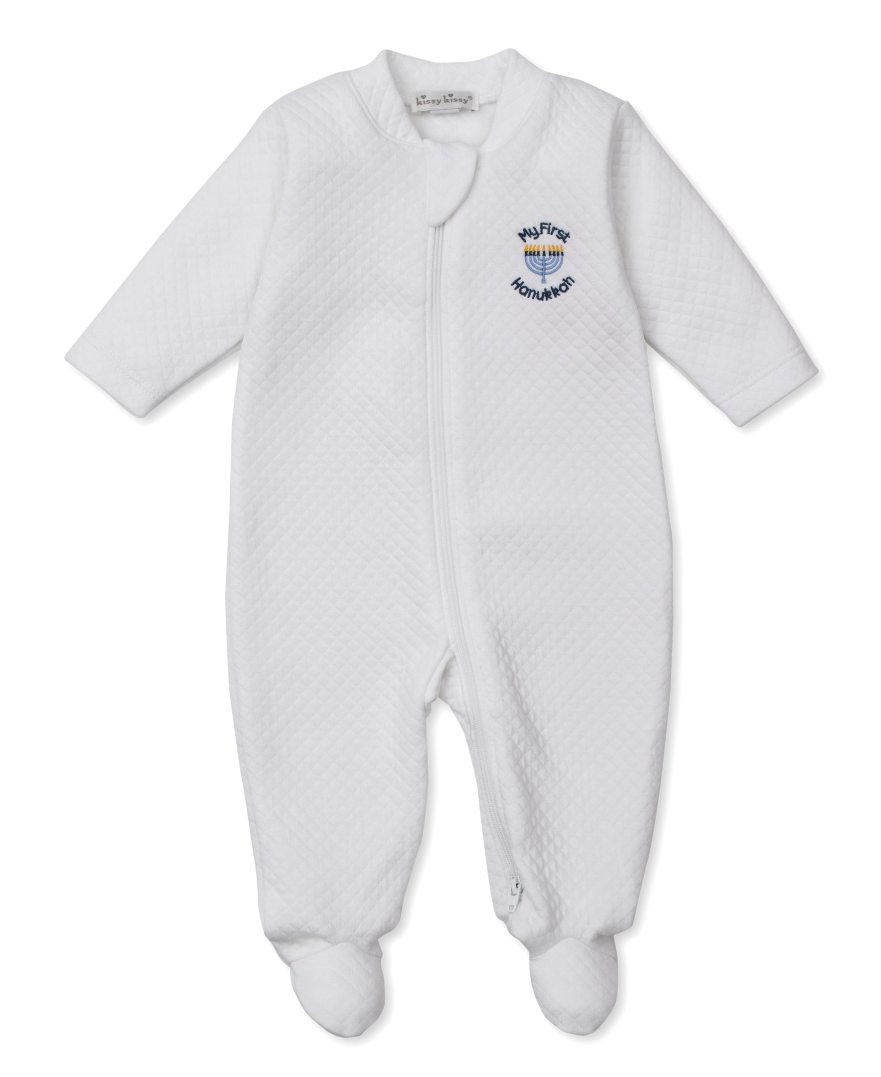 My First Hanukkah Jacquard Zip Footie - Kissy Kissy