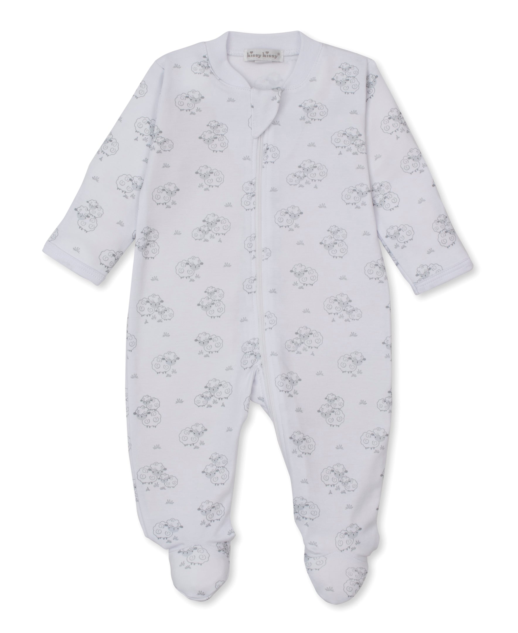Sweet Sheep Silver Zip Footie - Kissy Kissy