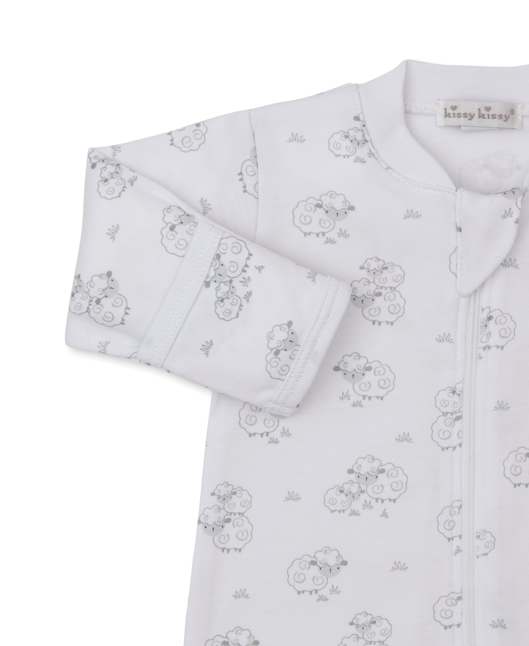 Sweet Sheep Silver Zip Footie - Kissy Kissy