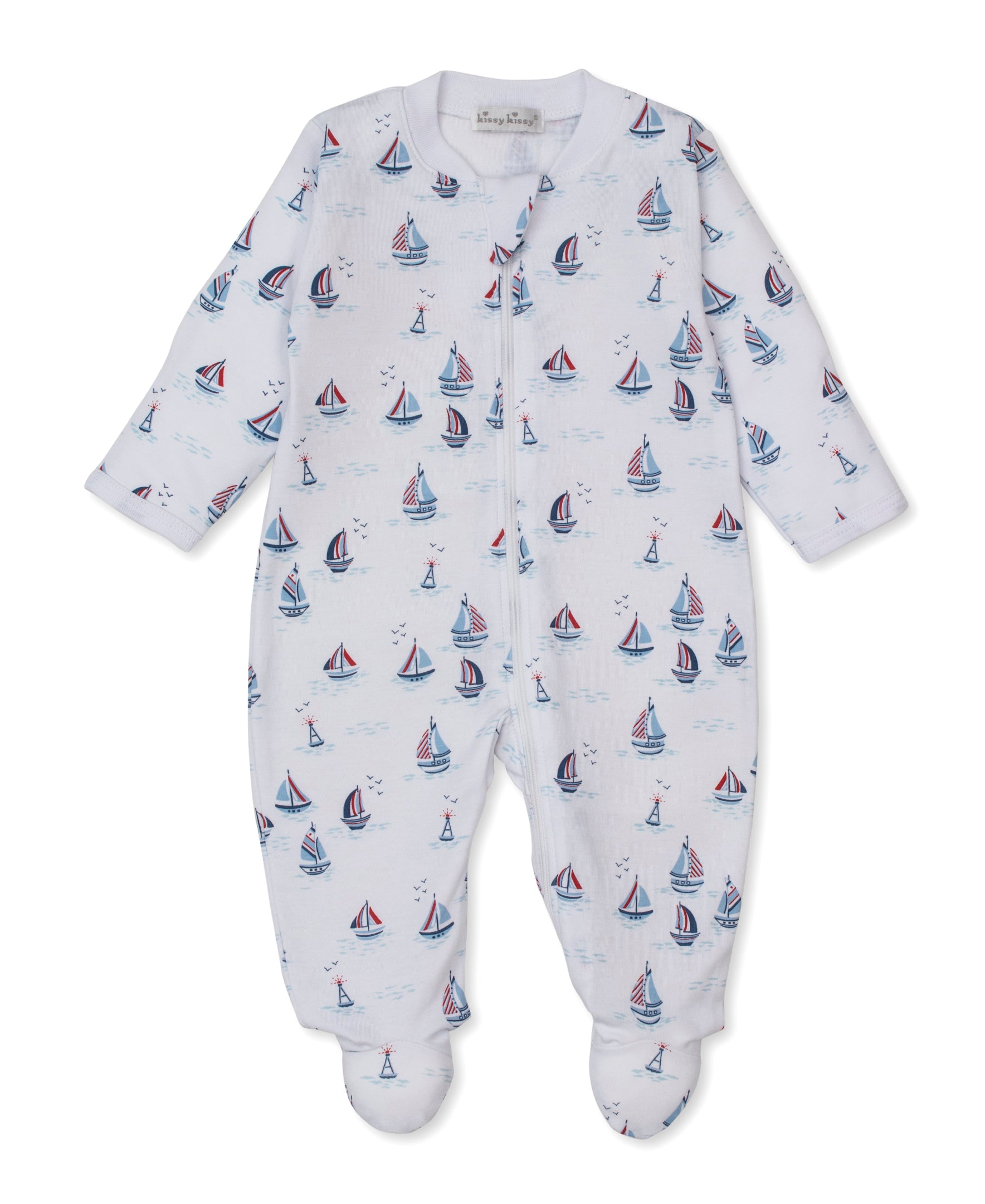Red, White, & Blue Regatta Zip Footie - Kissy Kissy