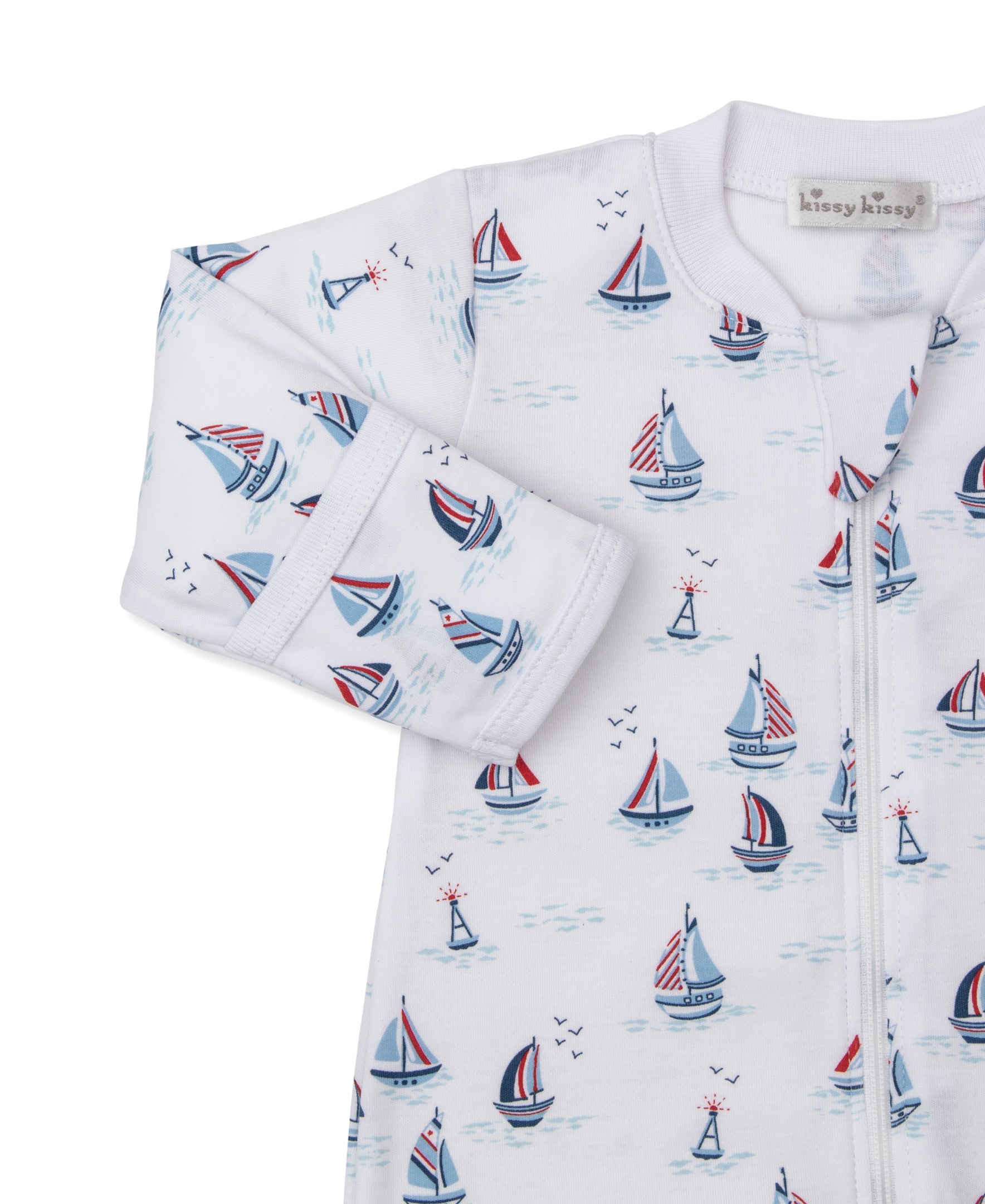 Red, White, & Blue Regatta Zip Footie - Kissy Kissy