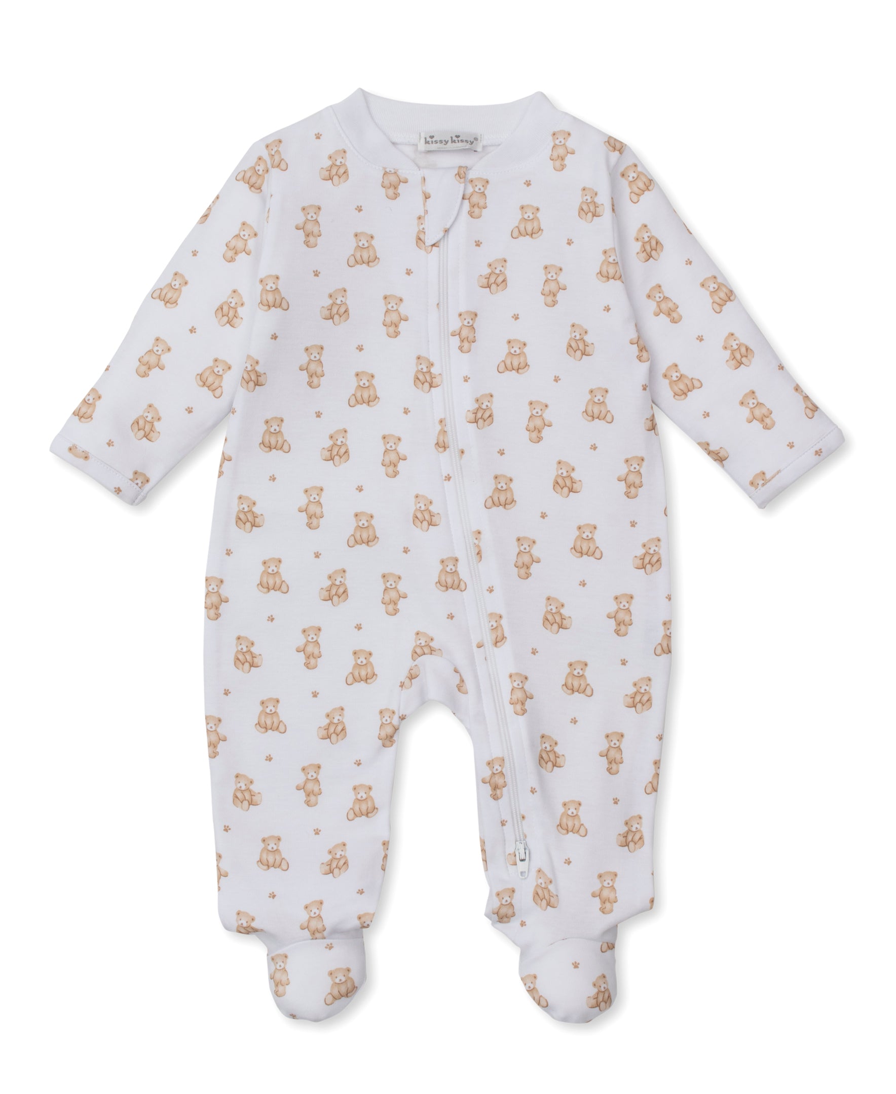 Teddy Bears Tan Zip Footie - Kissy Kissy
