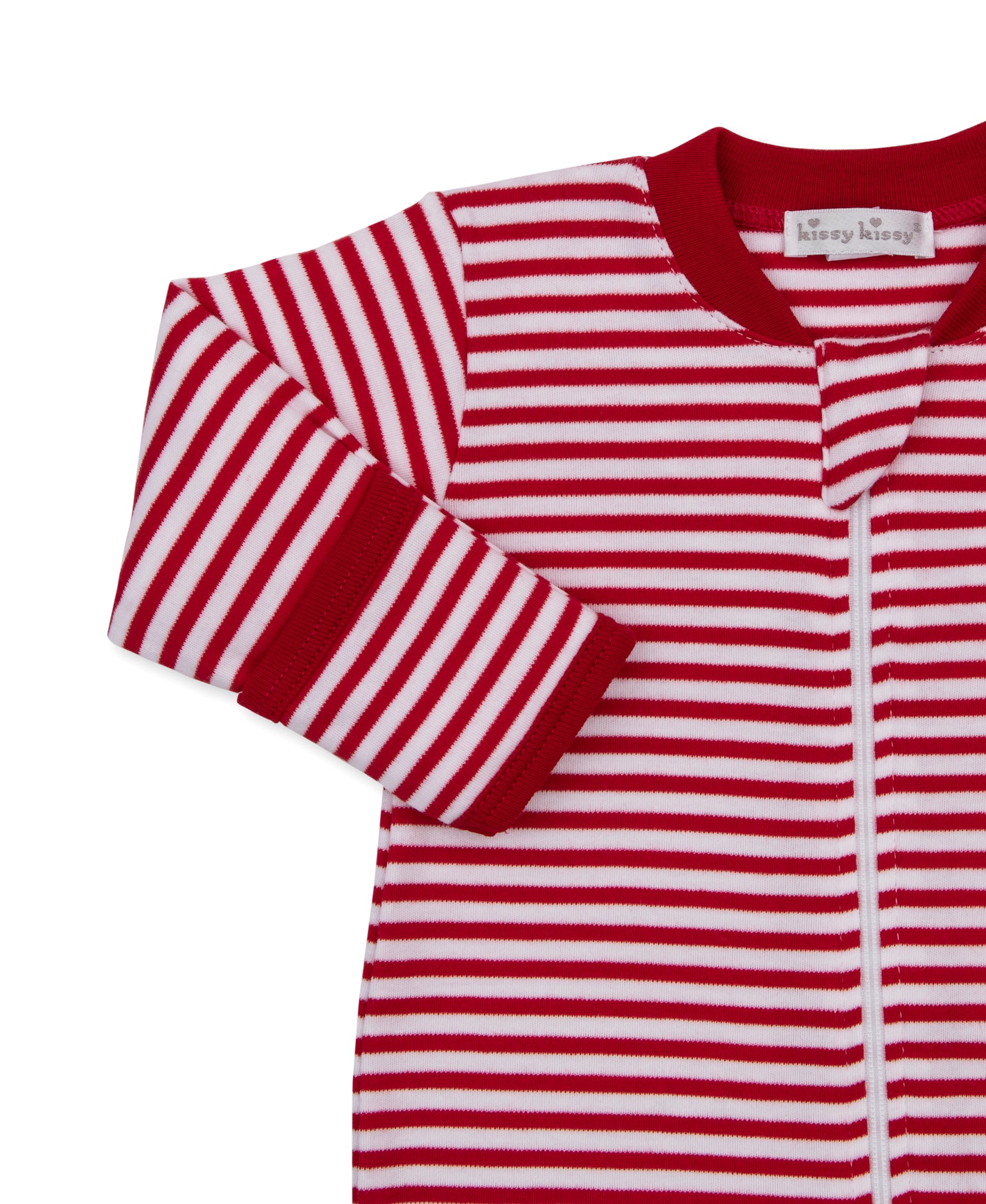 North Pole Reindeer Stripe Zip Footie
