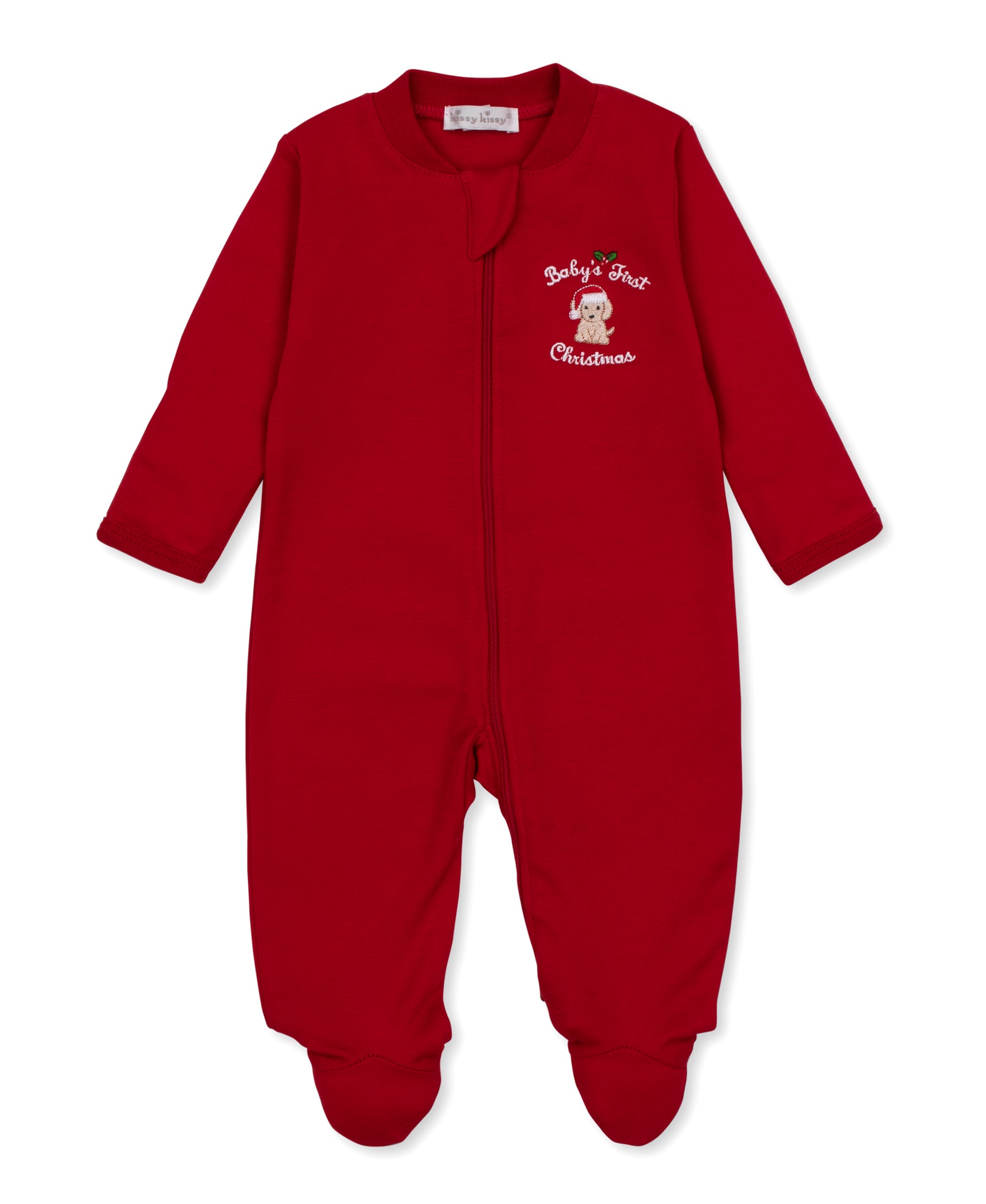 Baby's First Christmas 26 Red Zip Footie