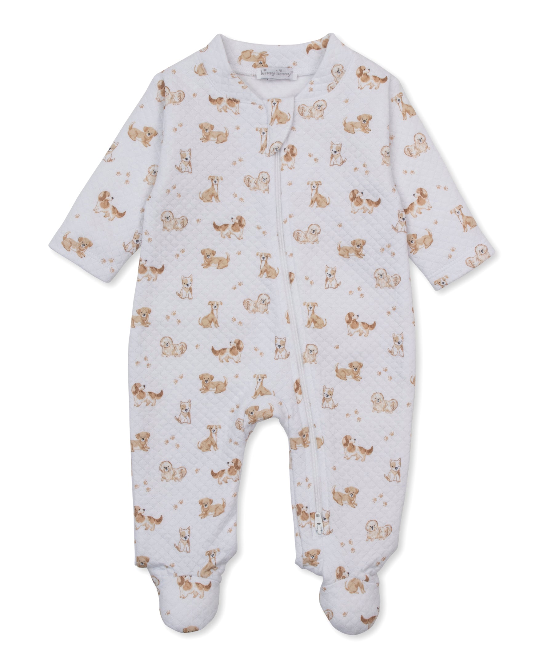 Puppy Paws Brown Jacquard Zip Footie