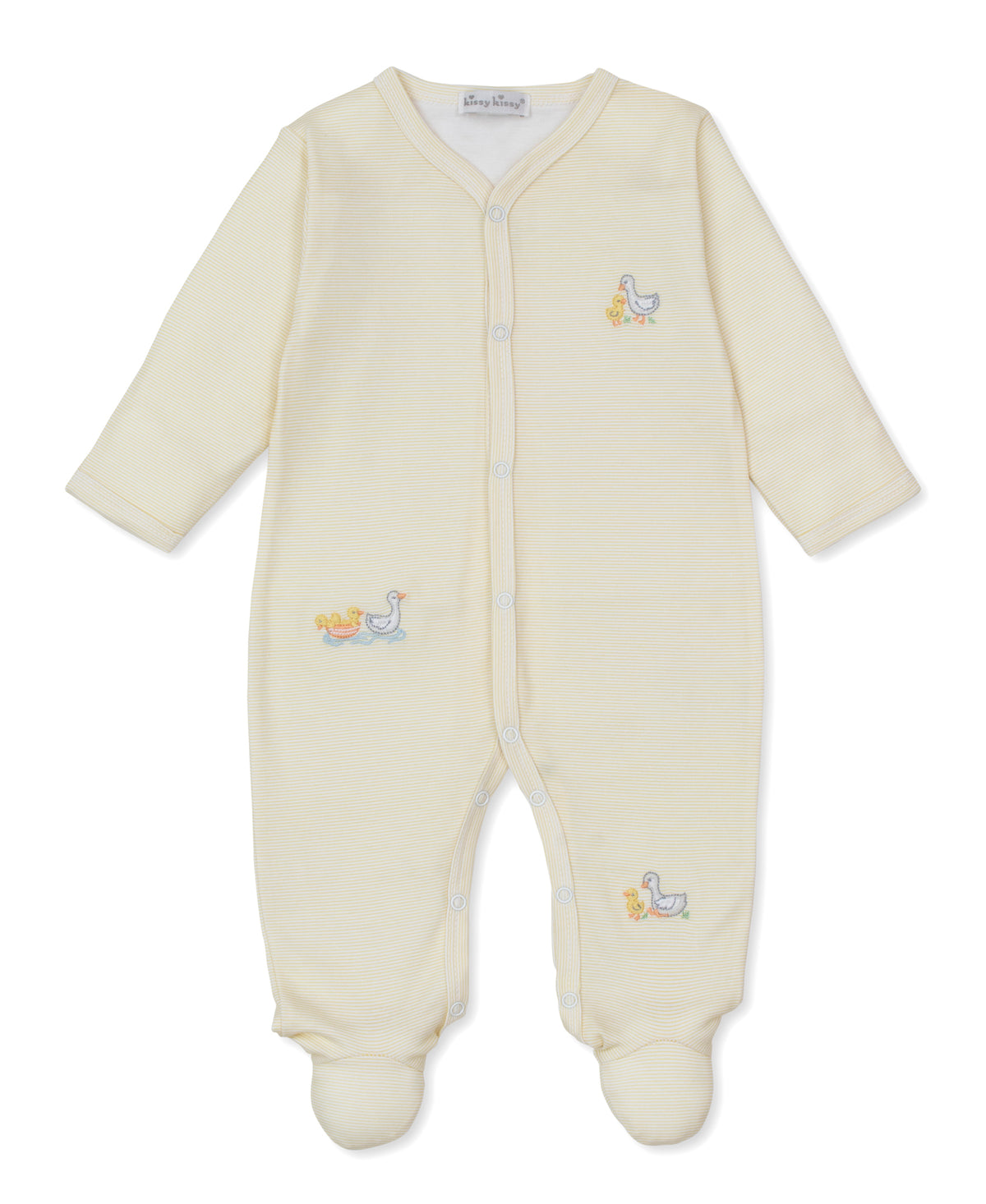Ducks Day Out Yellow Stripe Footie - Kissy Kissy