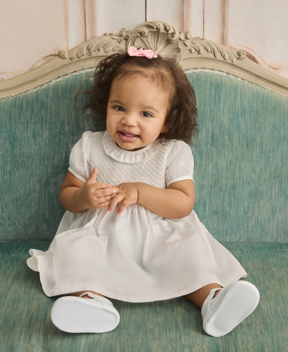 Kissy Elegance Ivory Hand Smocked Dress - Kissy Kissy