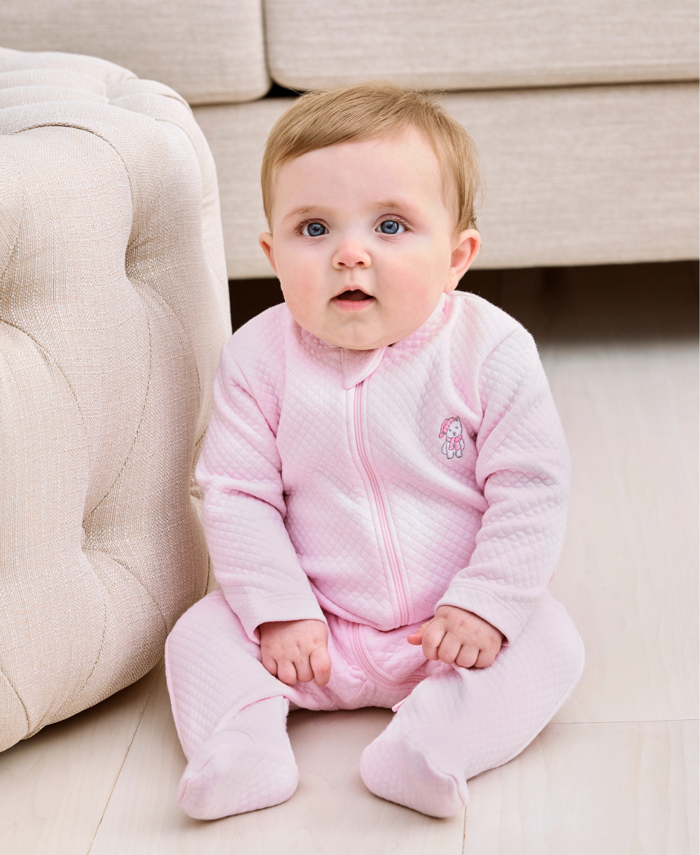 Pack of Pups Pink Jacquard Zip Footie - Kissy Kissy