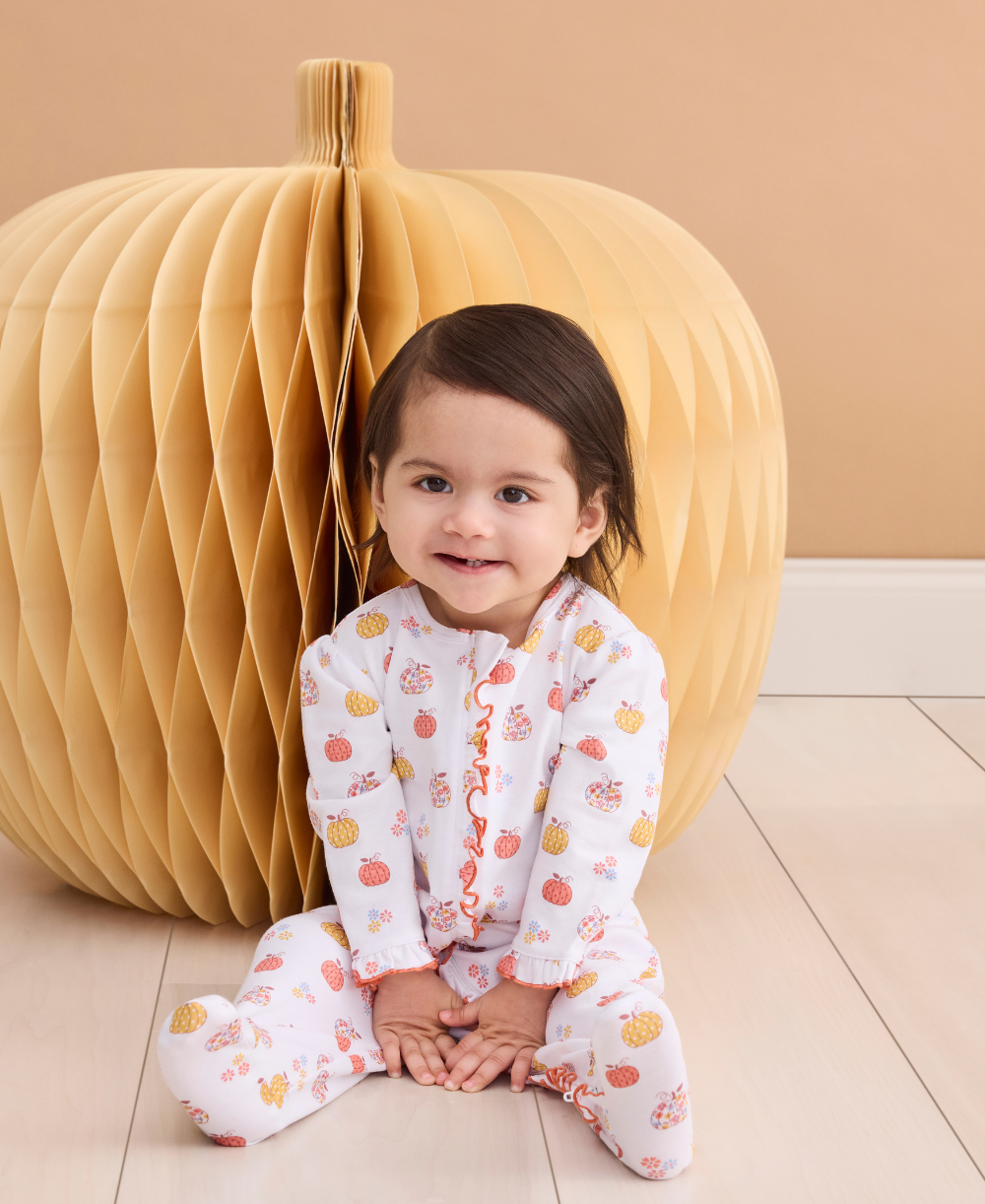 Patchwork Pumpkin Zip Footie - Kissy Kissy