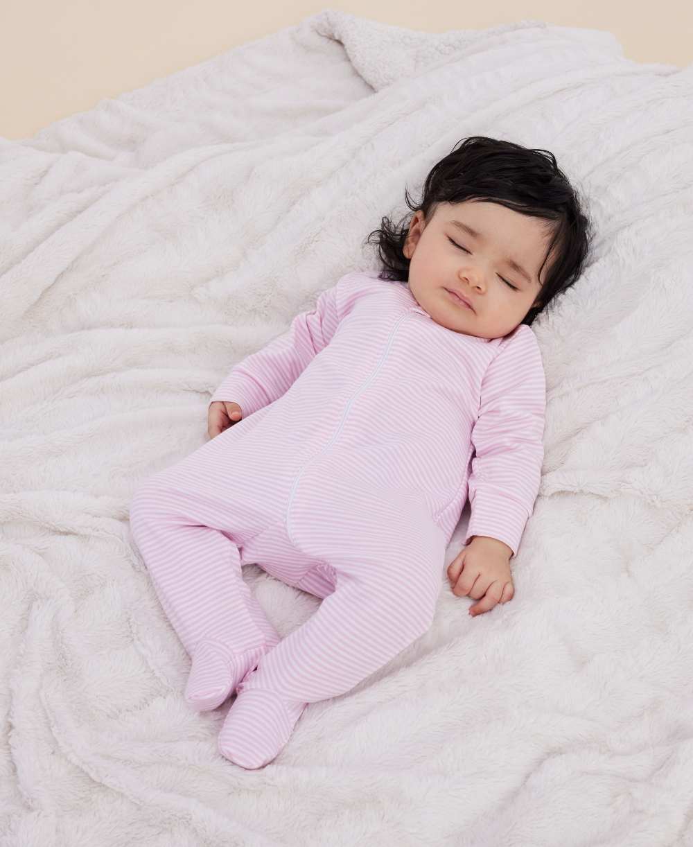Simple Stripes Pink Zip Footie - Kissy Kissy