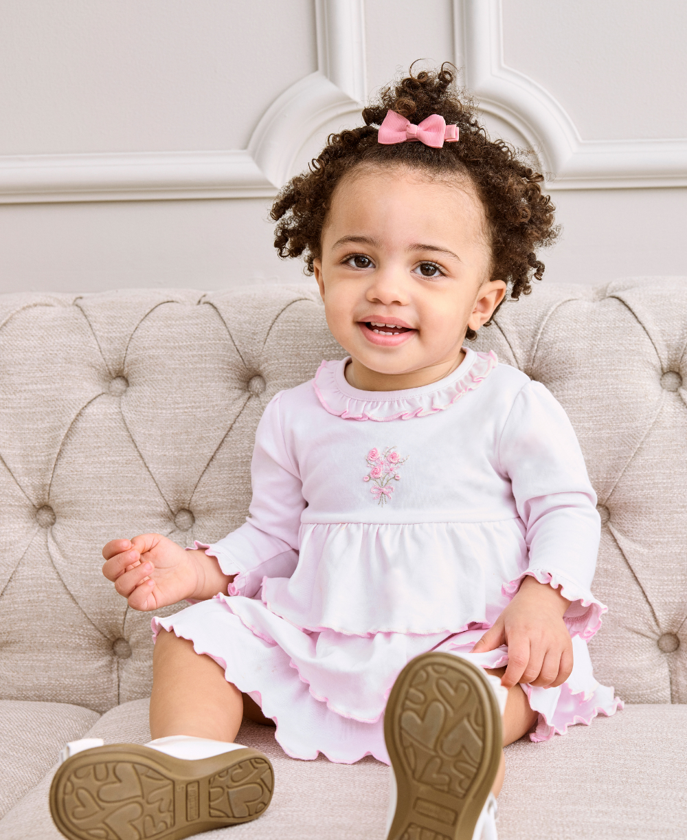 Premier Old English Roses Pink Hand Emb. Dress Set - Kissy Kissy