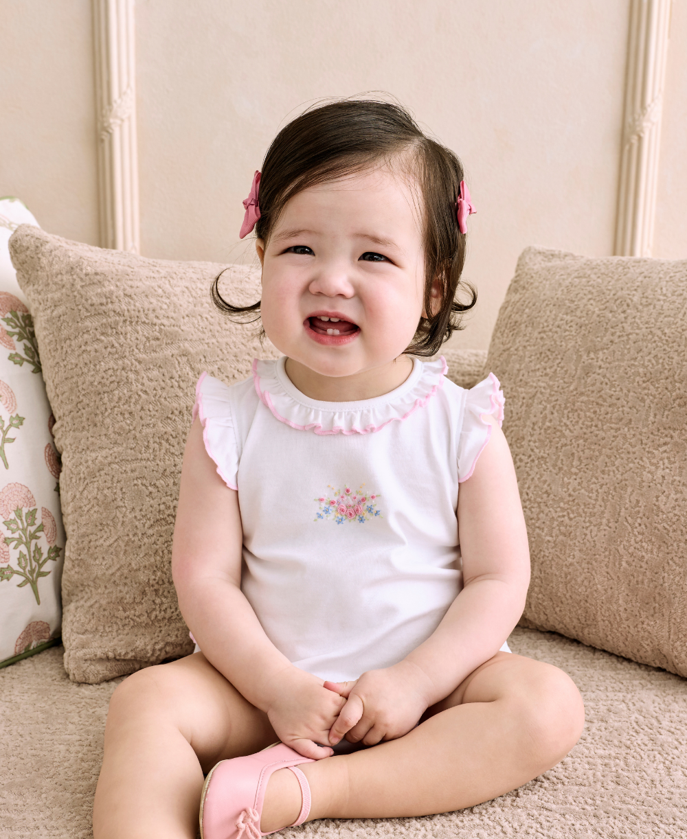 Premier Pastel Gardens White/Pink Hand Emb. Bubble - Kissy Kissy