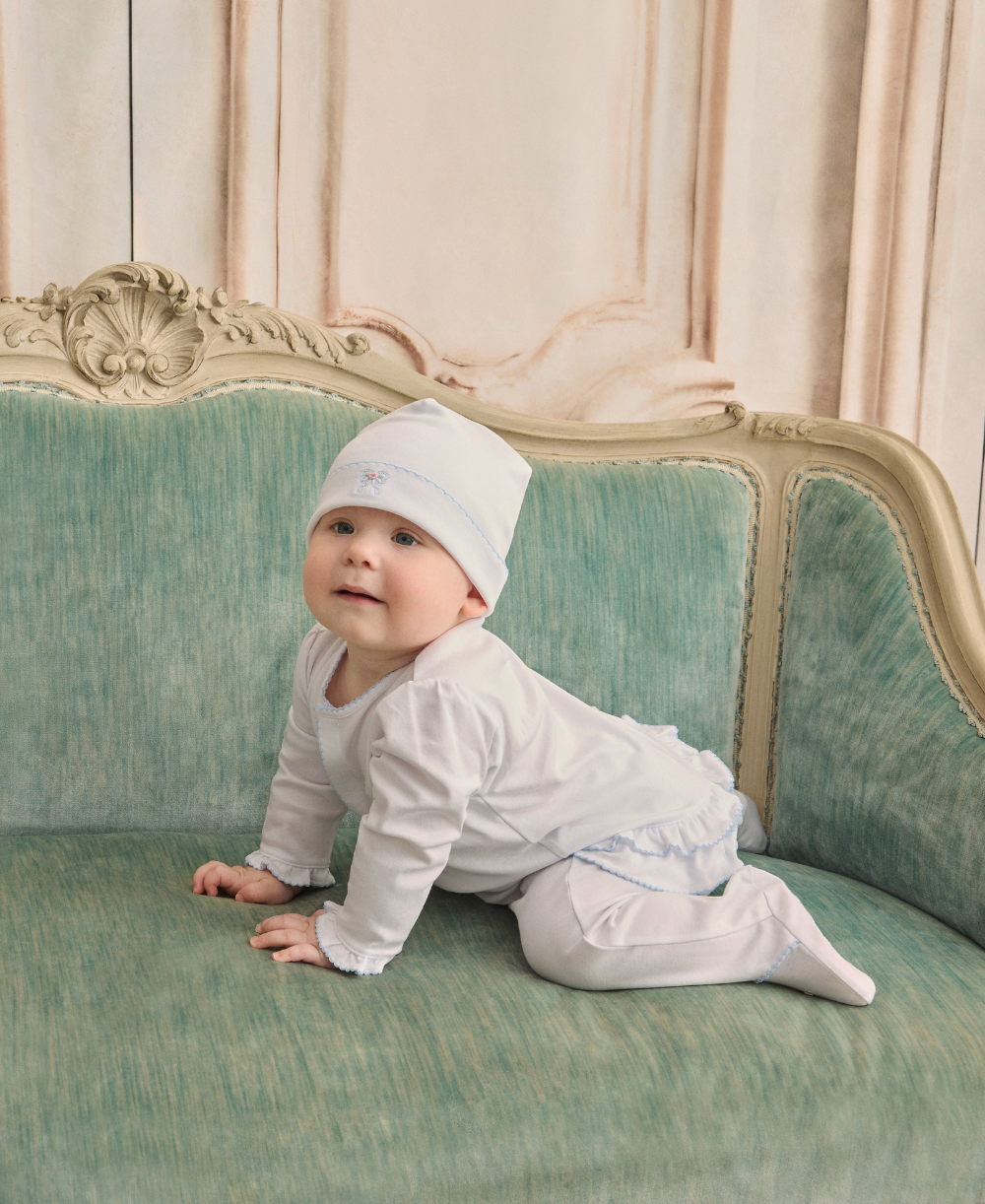 Premier Rose Bow Hand Emb. Footie - Kissy Kissy