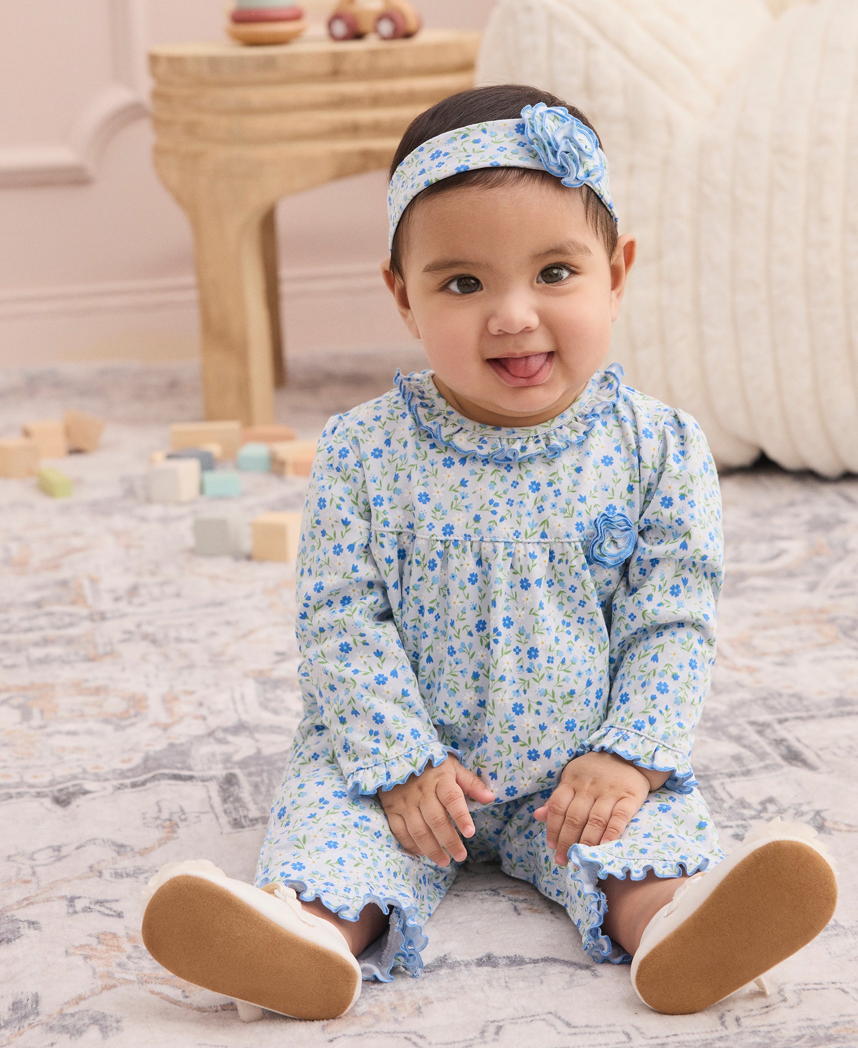 Pretty Petals Blue Playsuit - Kissy Kissy