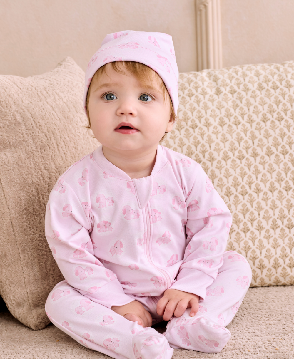 Puppy Family Pink Zip Footie - Kissy Kissy