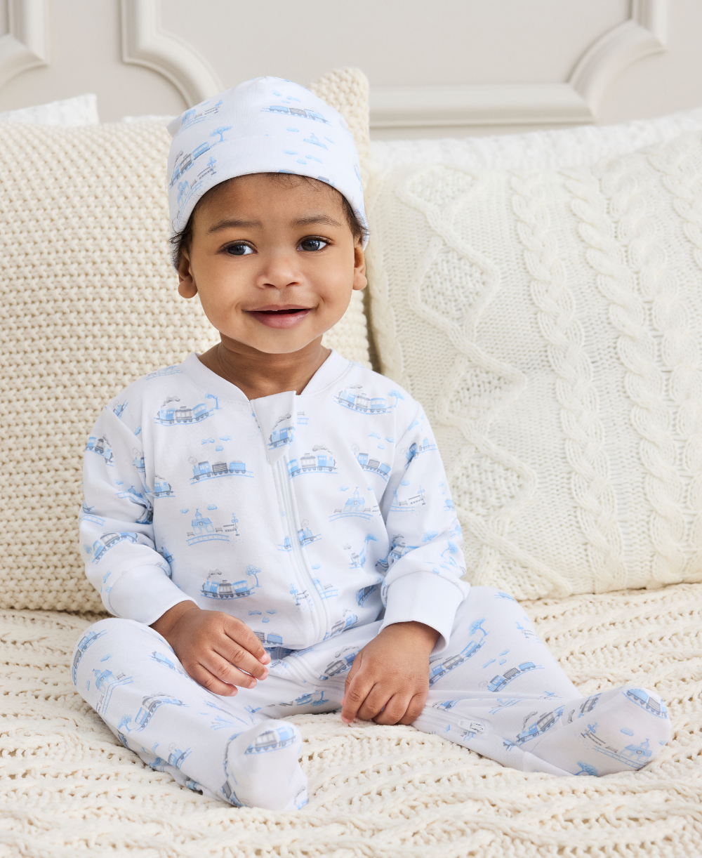 Roundabout Railroad Zip Footie - Kissy Kissy