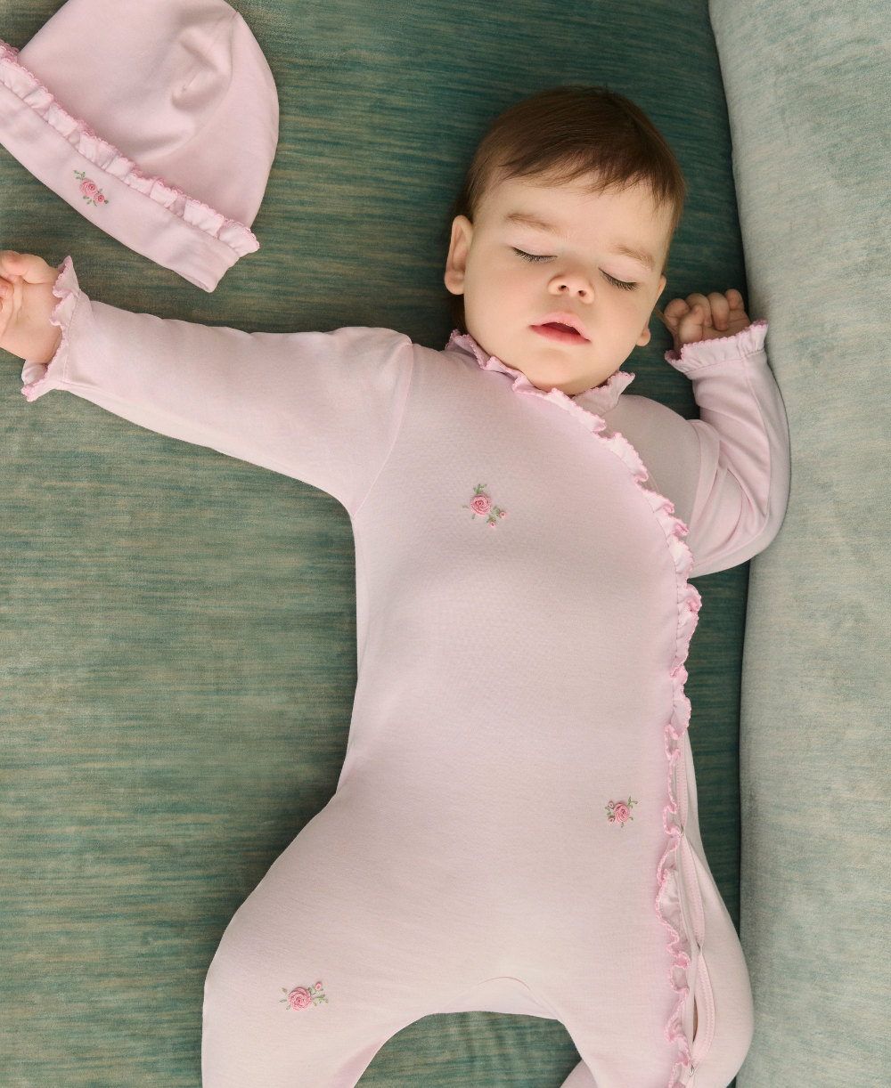 SCE Cottage Roses Pink Hand Emb. Footie - Kissy Kissy