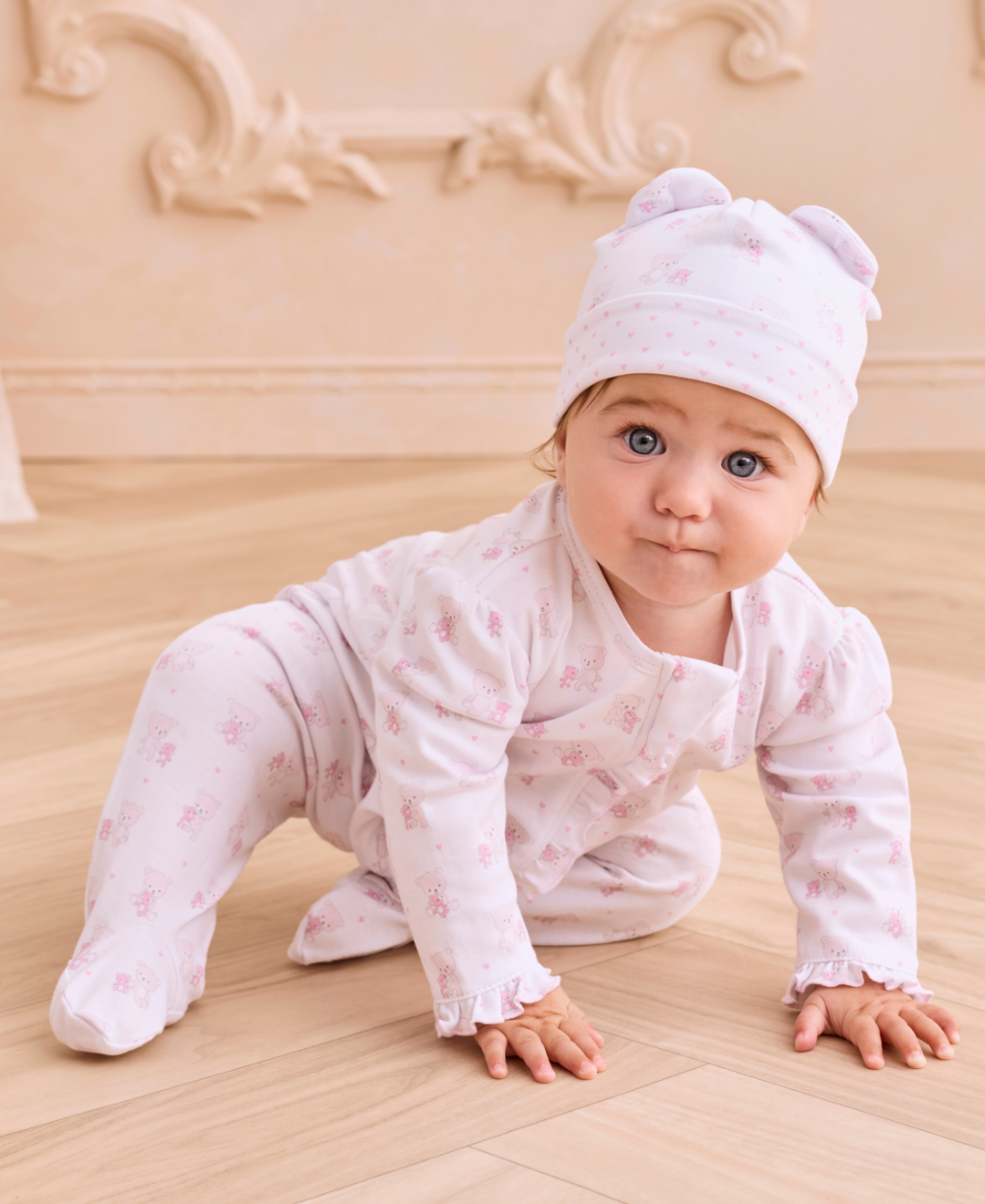 Teddy Bear Love Pink Zip Footie - Kissy Kissy
