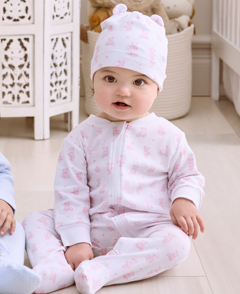 Teddy Bear Time Pink Zip Footie - Kissy Kissy