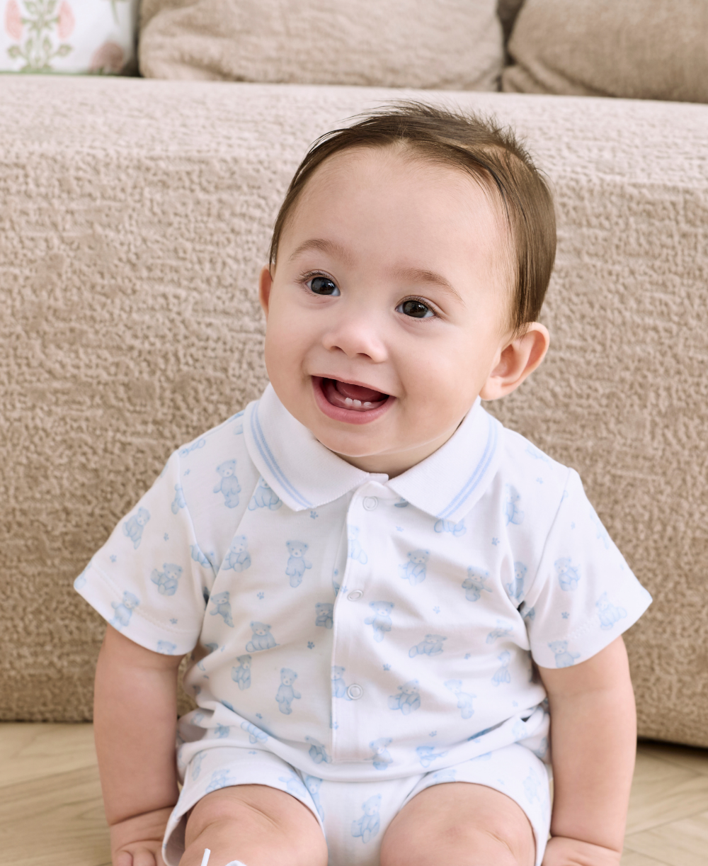 Teddy Bears Blue Short Playsuit - Kissy Kissy