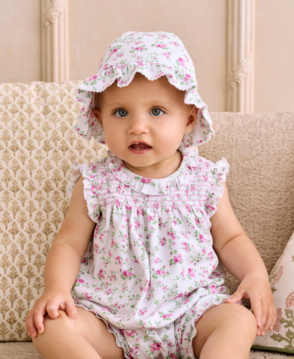 Kissy Kissy | Softer Than Soft | Victorian Roses Short Smocked Playsuit | Size: 0-3M