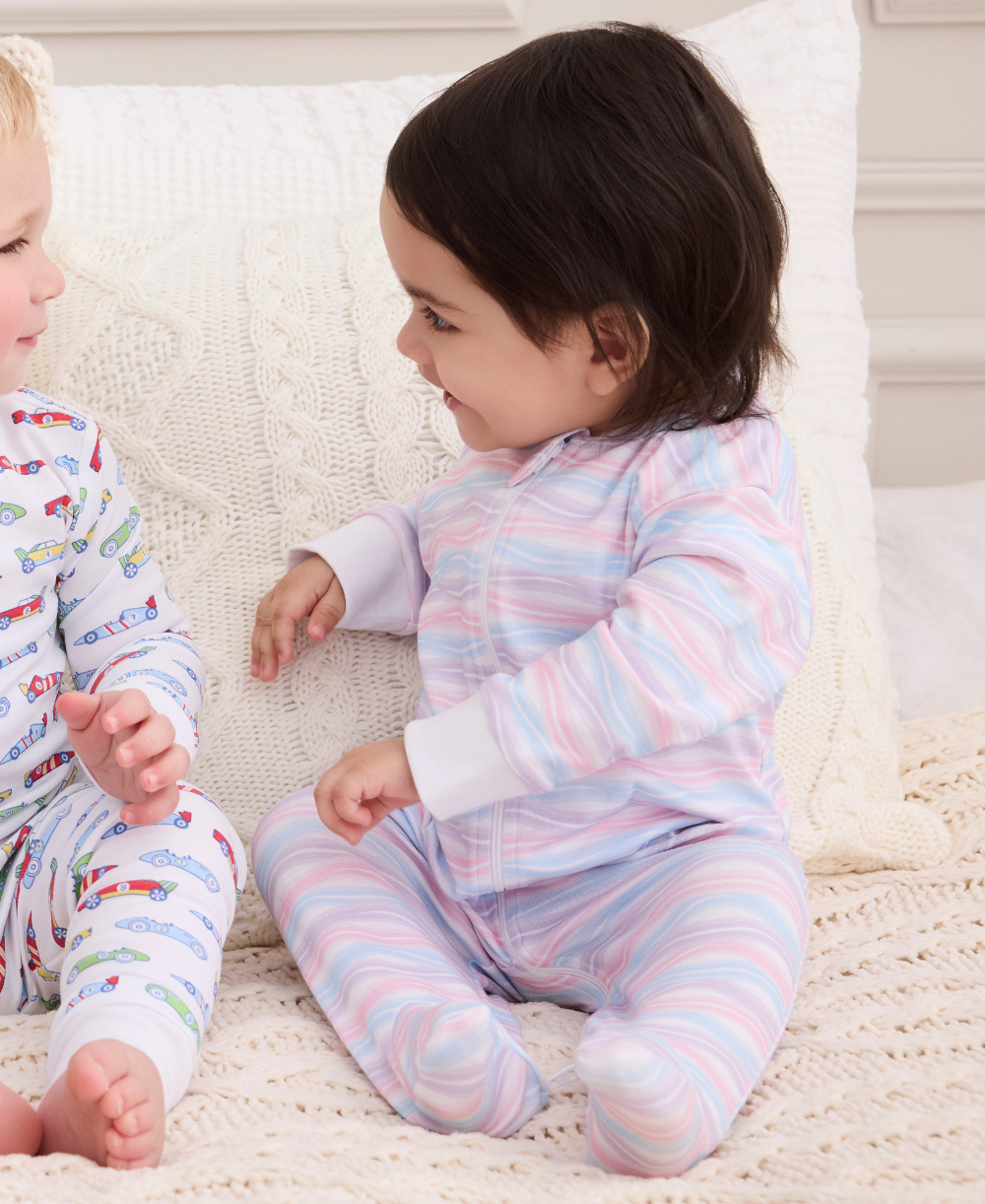 Watercolor Swirls Zip Footie - Kissy Kissy