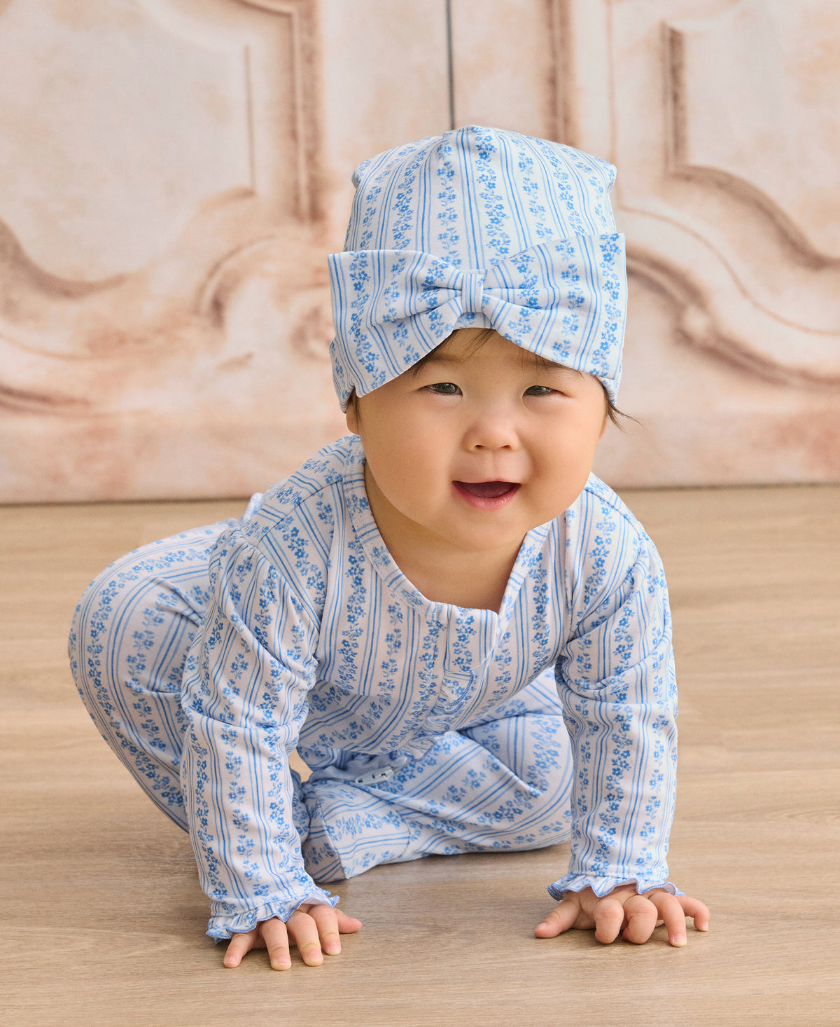 Watercolor Floral Stripes Blue Novelty Hat - Kissy Kissy