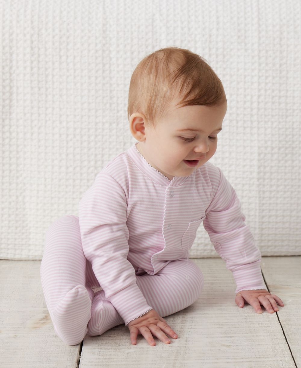 Simple Stripes Pink Footie - Kissy Kissy