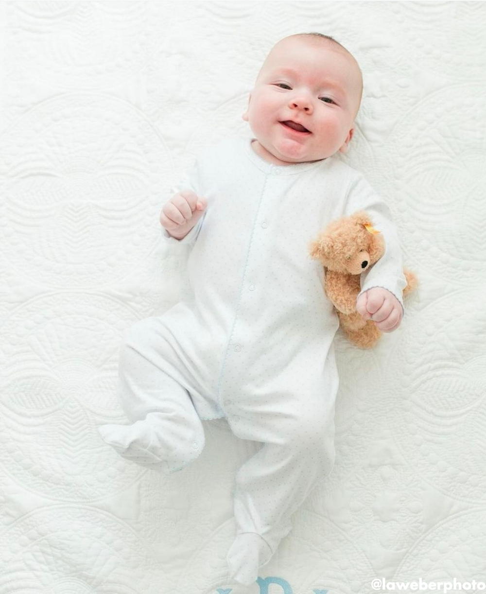 White/Silver New Kissy Dots Print Footie - Kissy Kissy