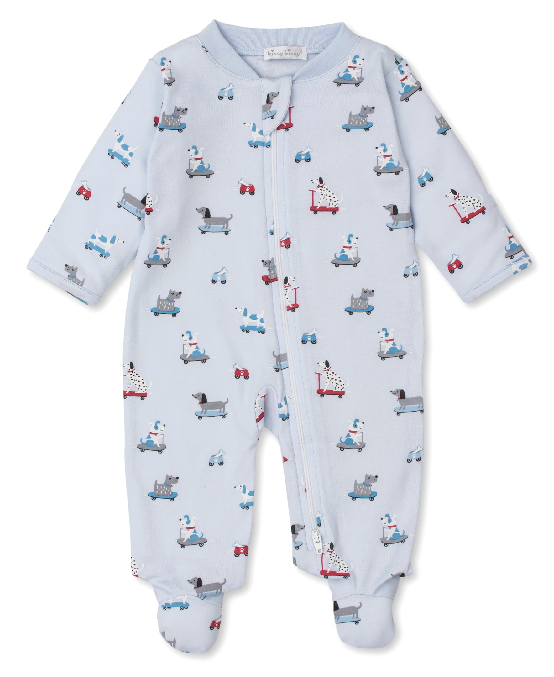 Skateboarding Pups Zip Footie - Kissy Kissy