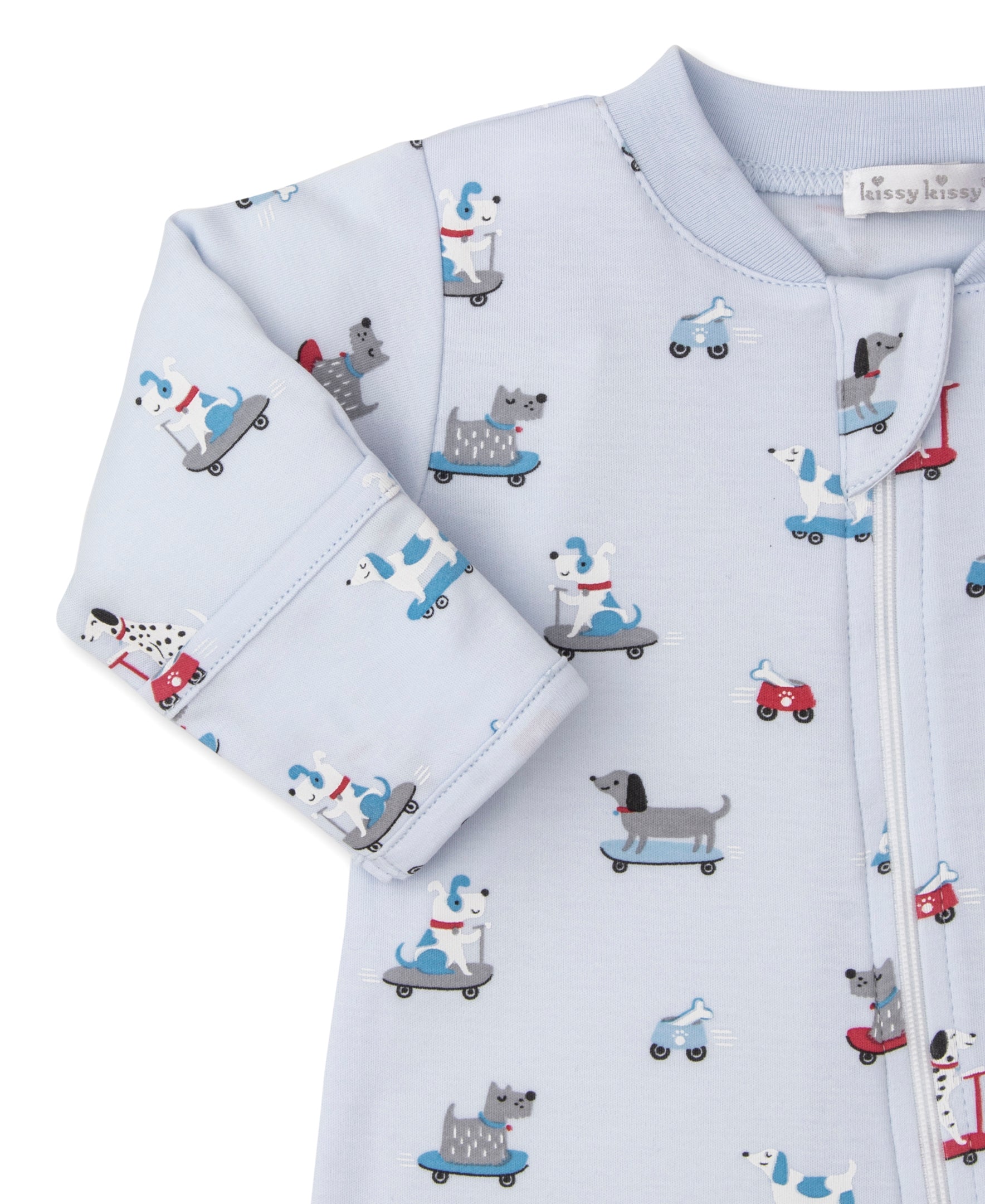 Skateboarding Pups Zip Footie - Kissy Kissy