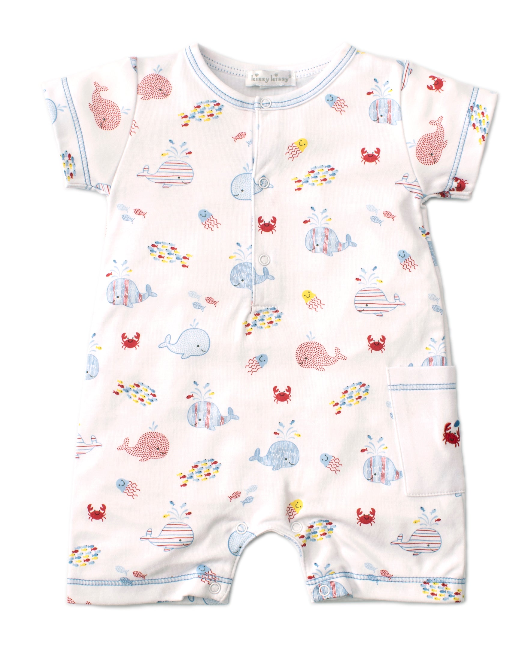Whale of a Time Short Print Playsuit - Kissy Kissy
