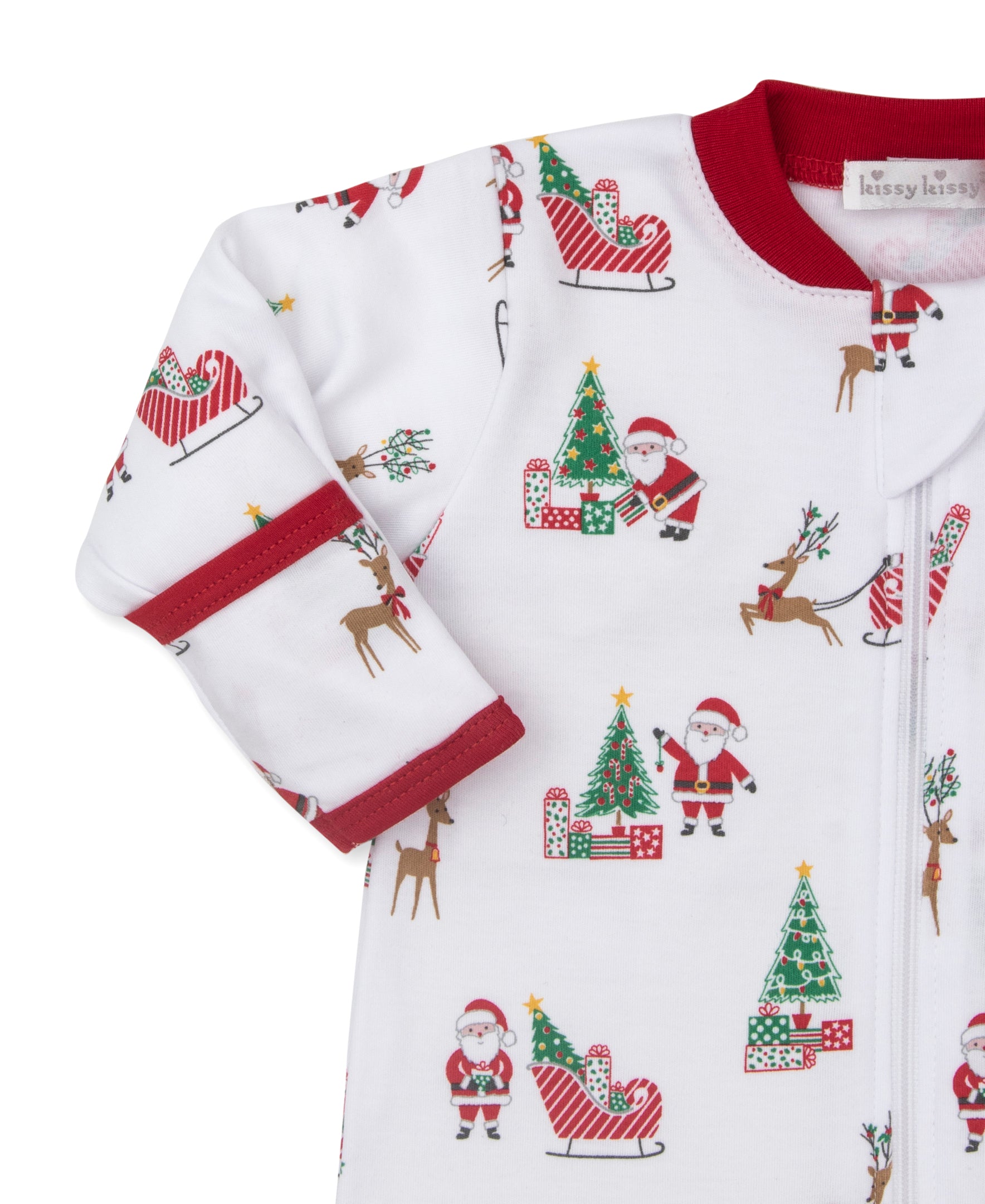 Santa's Sleigh Zip Footie - Kissy Kissy