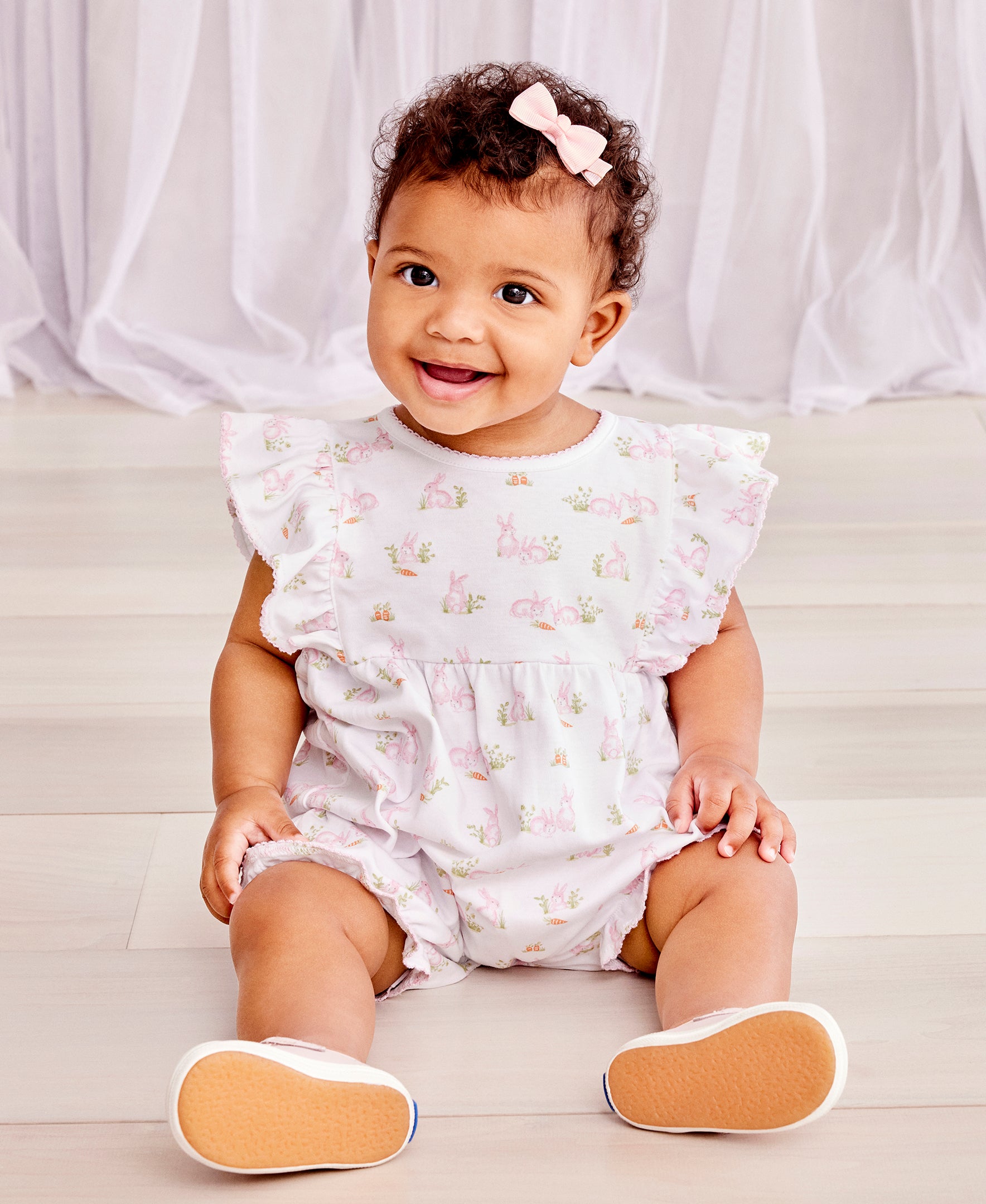 Baby Bunny Patch Pink Print Playsuit - Kissy Kissy