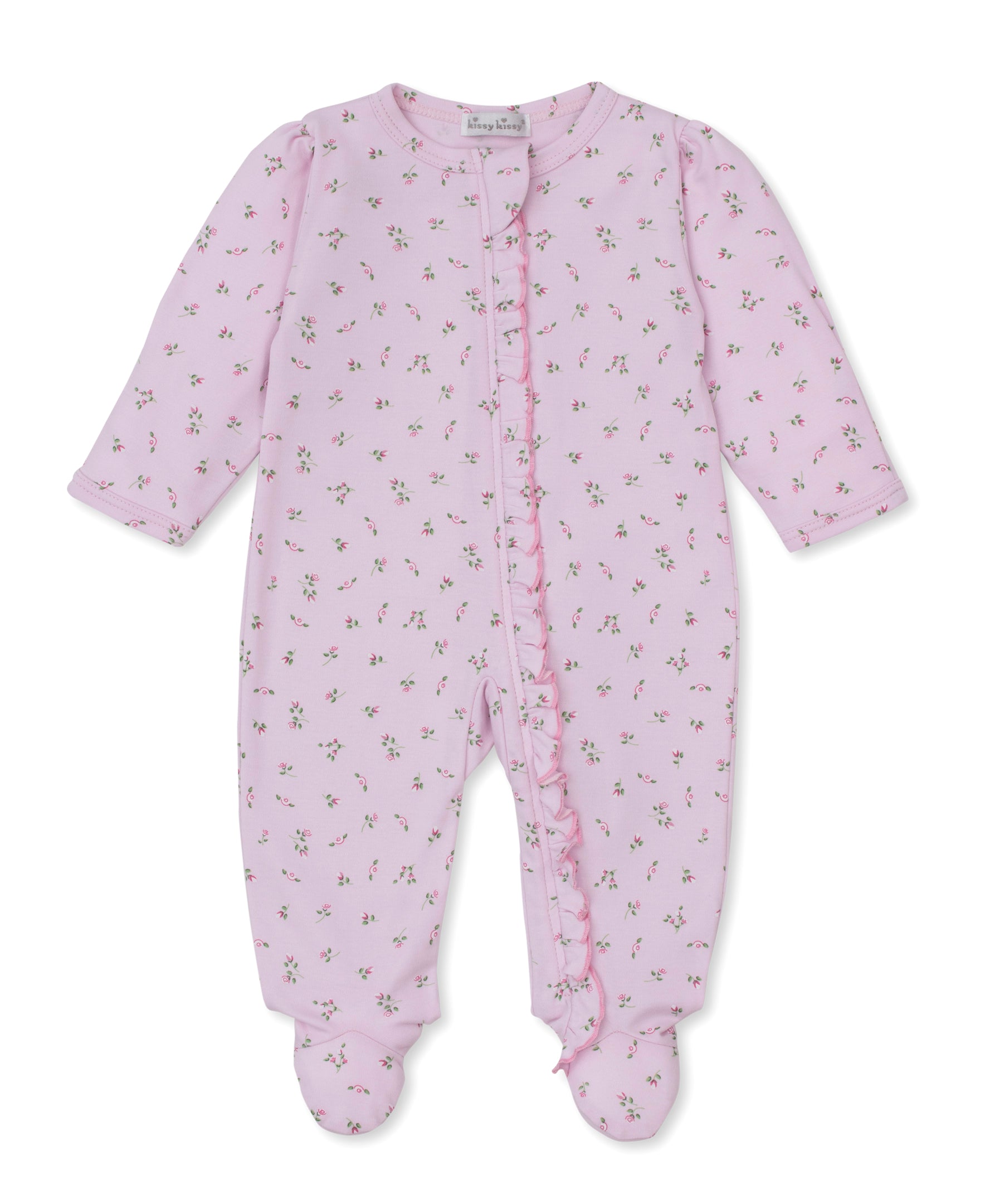 Garden Roses Pink Ruffle Zip Footie - Kissy Kissy