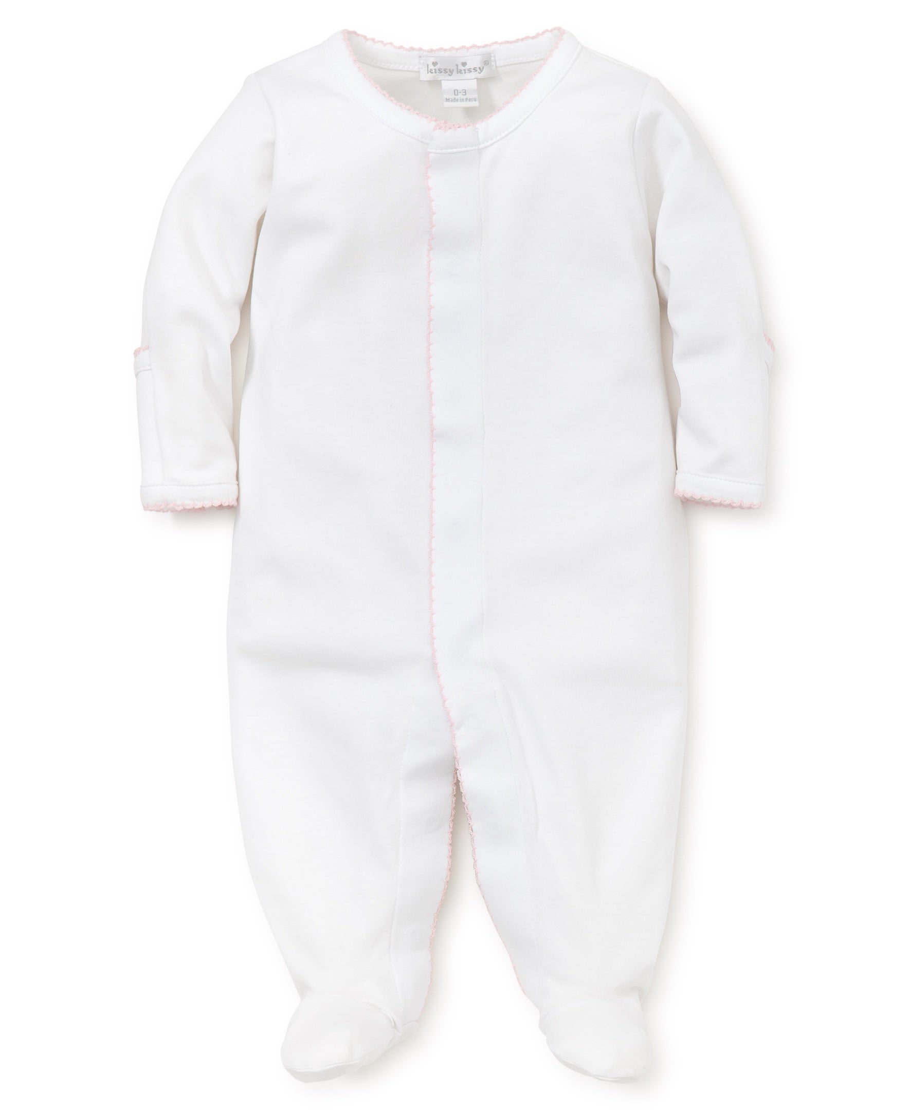 White/Pink Kissy Basics Footie NEW