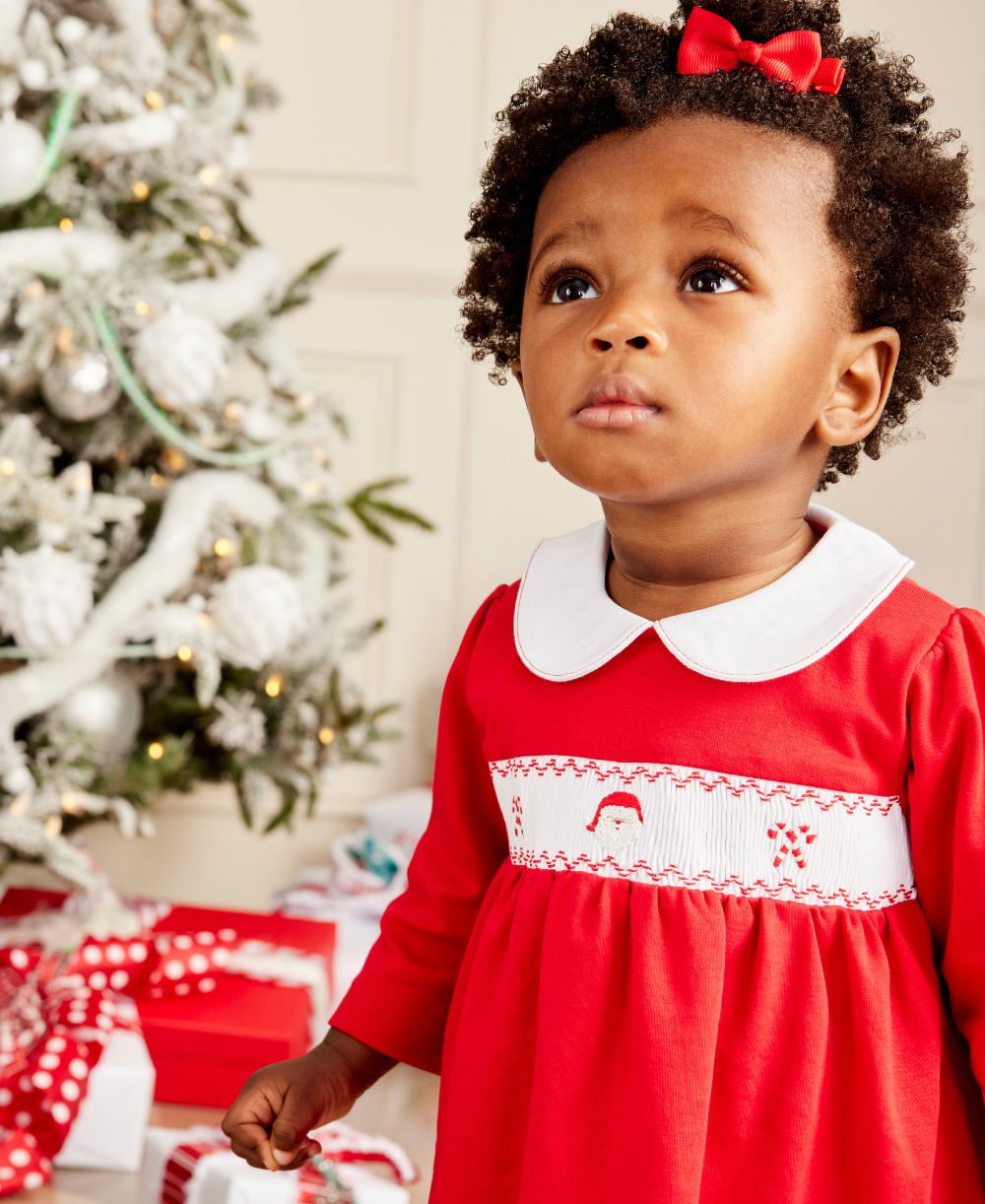 CLB Holiday Medley 26 Hand Smocked Santa Dress Set - Kissy Kissy