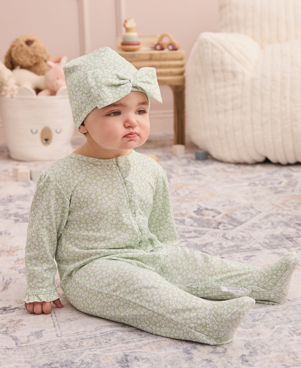 Autumn Meadows Green Zip Footie - Kissy Kissy